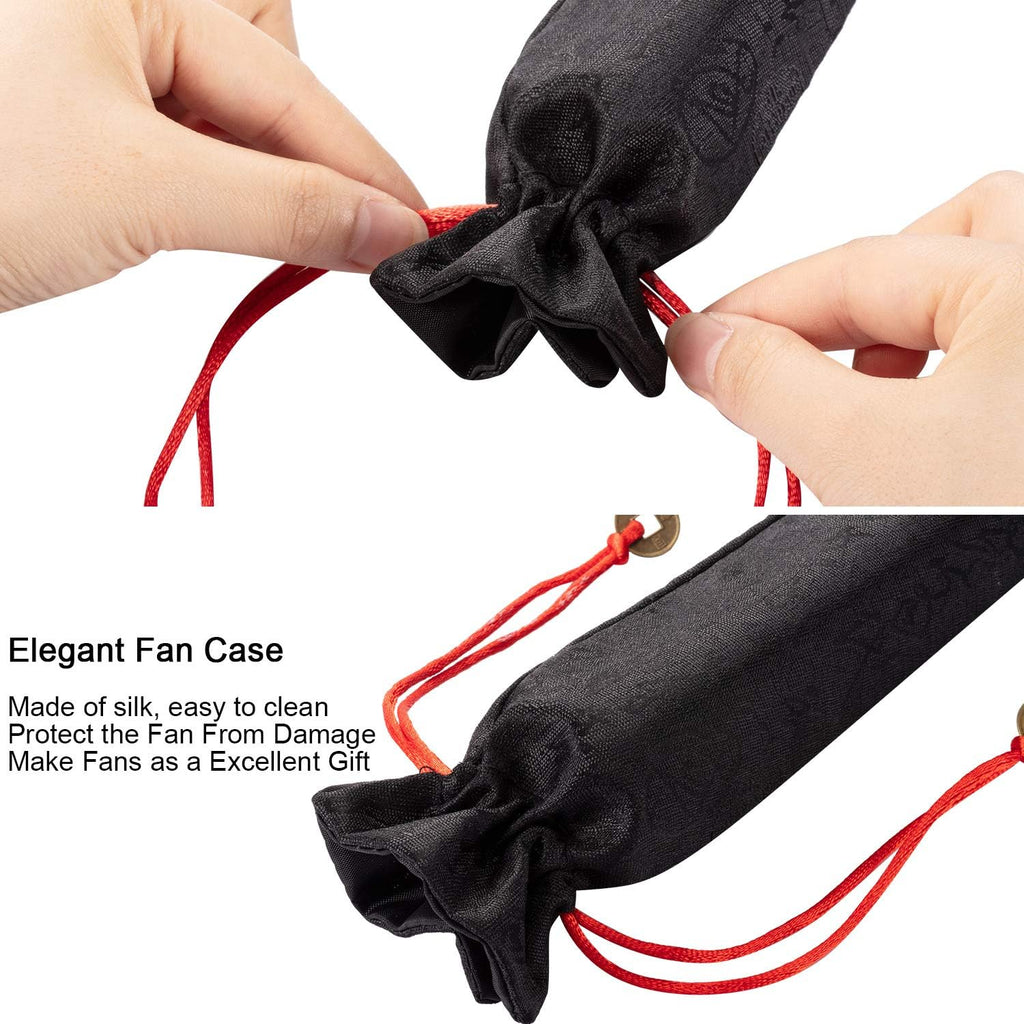 6 Packs Large Clap Fans for Line Dancing Large Chinese Folding Hand Fans for Men and Women, Festival, Tai Ji, Kungfu, Martial Art, Gifts (Black)