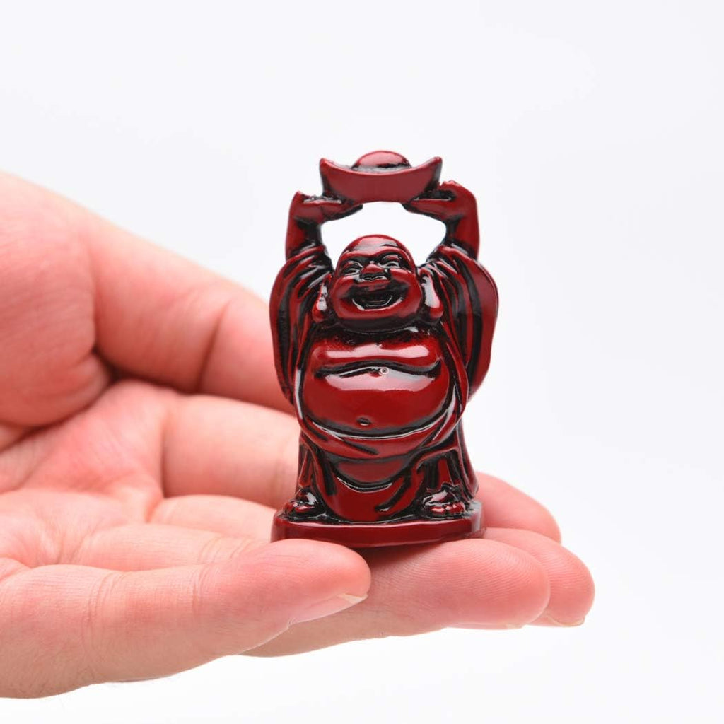 BRABUD 2'' Red Resin Laughing Buddha Figurines Good Gift and Collection Set of 6