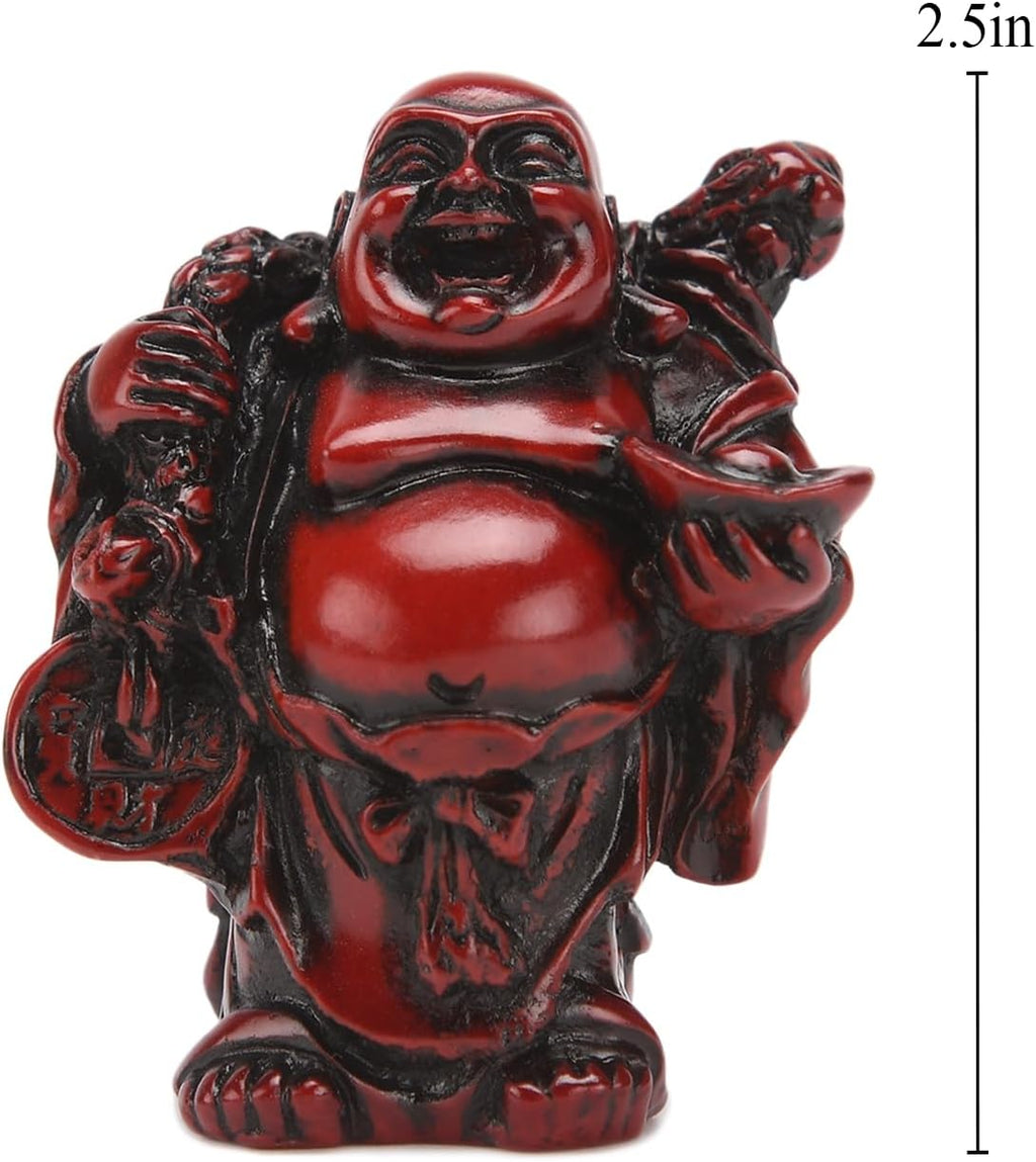 BRABUD 2.5'' Red Resin Laughing Buddha Figurines Good Gift and Collection Set of 6 (Big Red)
