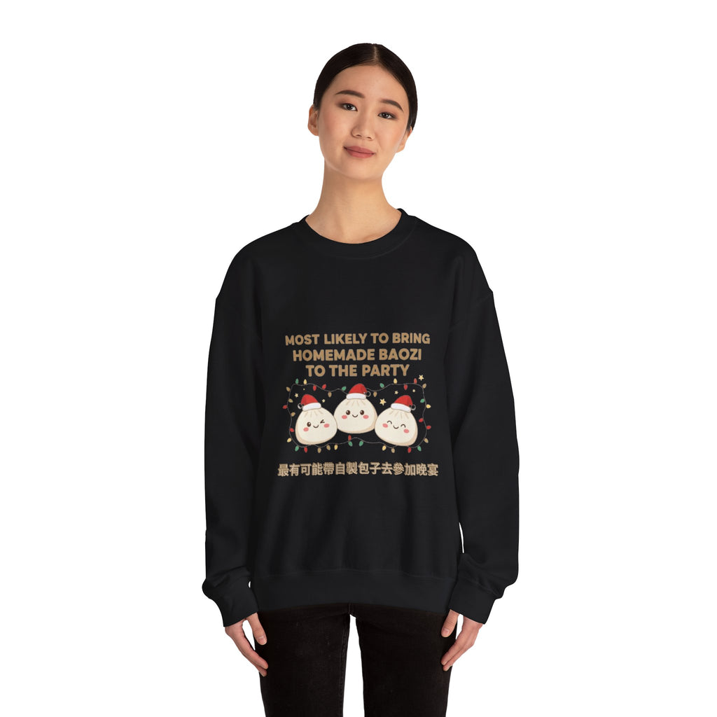 Baozi Crewneck Sweatshirt — "Most Likely to Bring Homemade Baozi to the Party" Cute Foodie Pullover