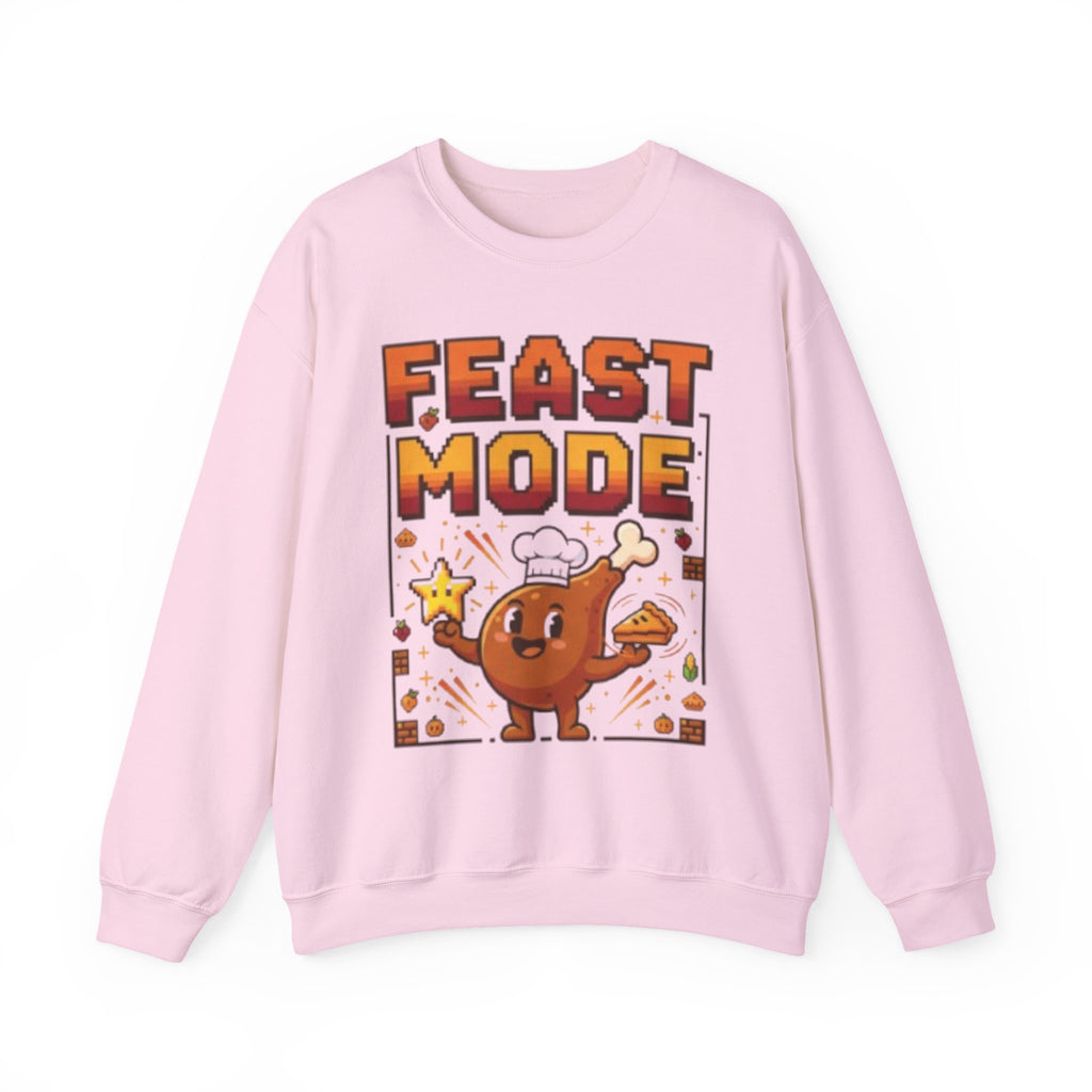 Feast Mode Sweatshirt – Funny Thanksgiving Food Cartoon Crewneck