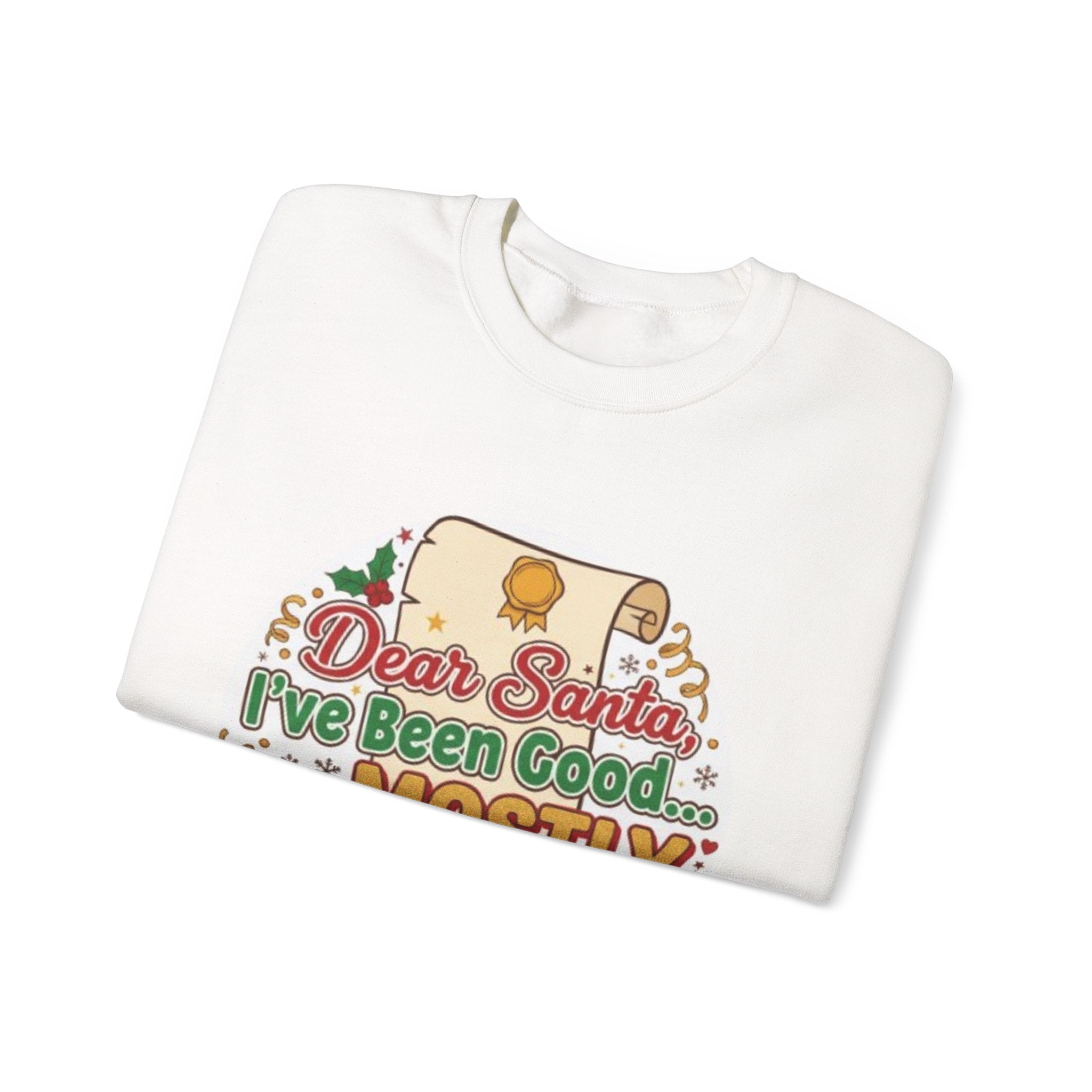 Sweatshirt — "Dear Santa, I've Been Good... Mostly" Funny Christmas Crewneck