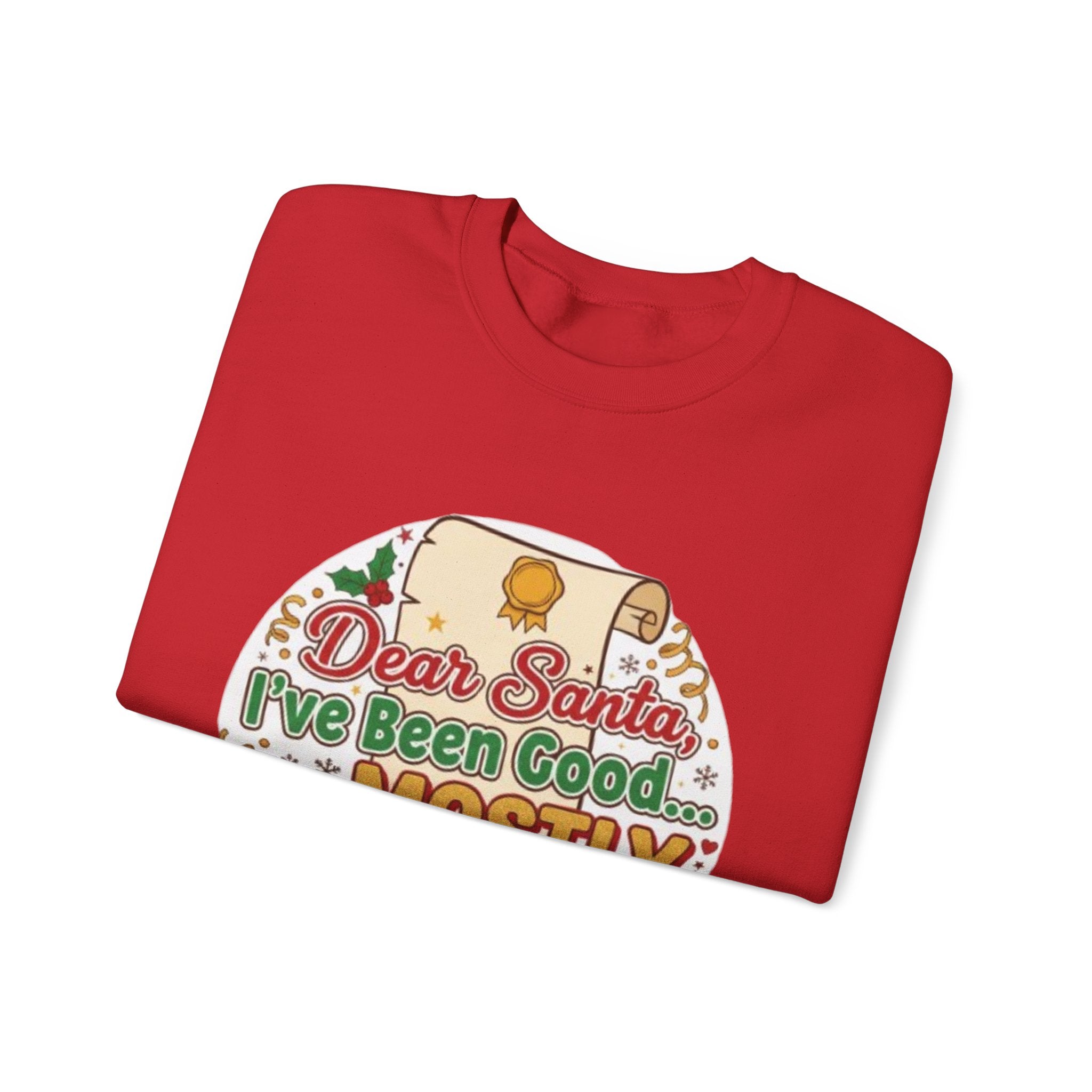 Sweatshirt — "Dear Santa, I've Been Good... Mostly" Funny Christmas Crewneck
