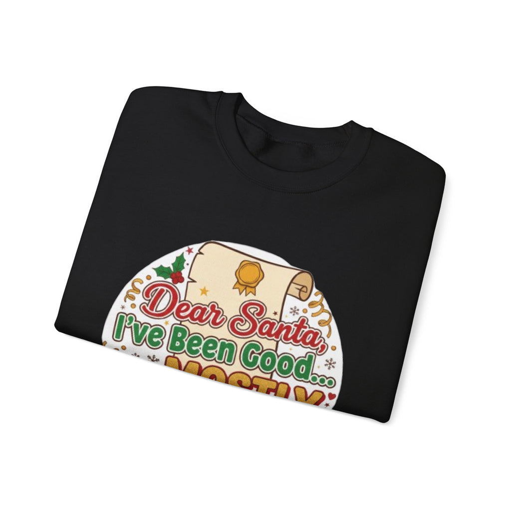 Sweatshirt — "Dear Santa, I've Been Good... Mostly" Funny Christmas Crewneck