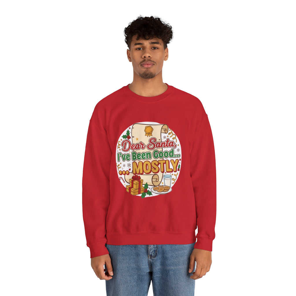 Sweatshirt — "Dear Santa, I've Been Good... Mostly" Funny Christmas Crewneck