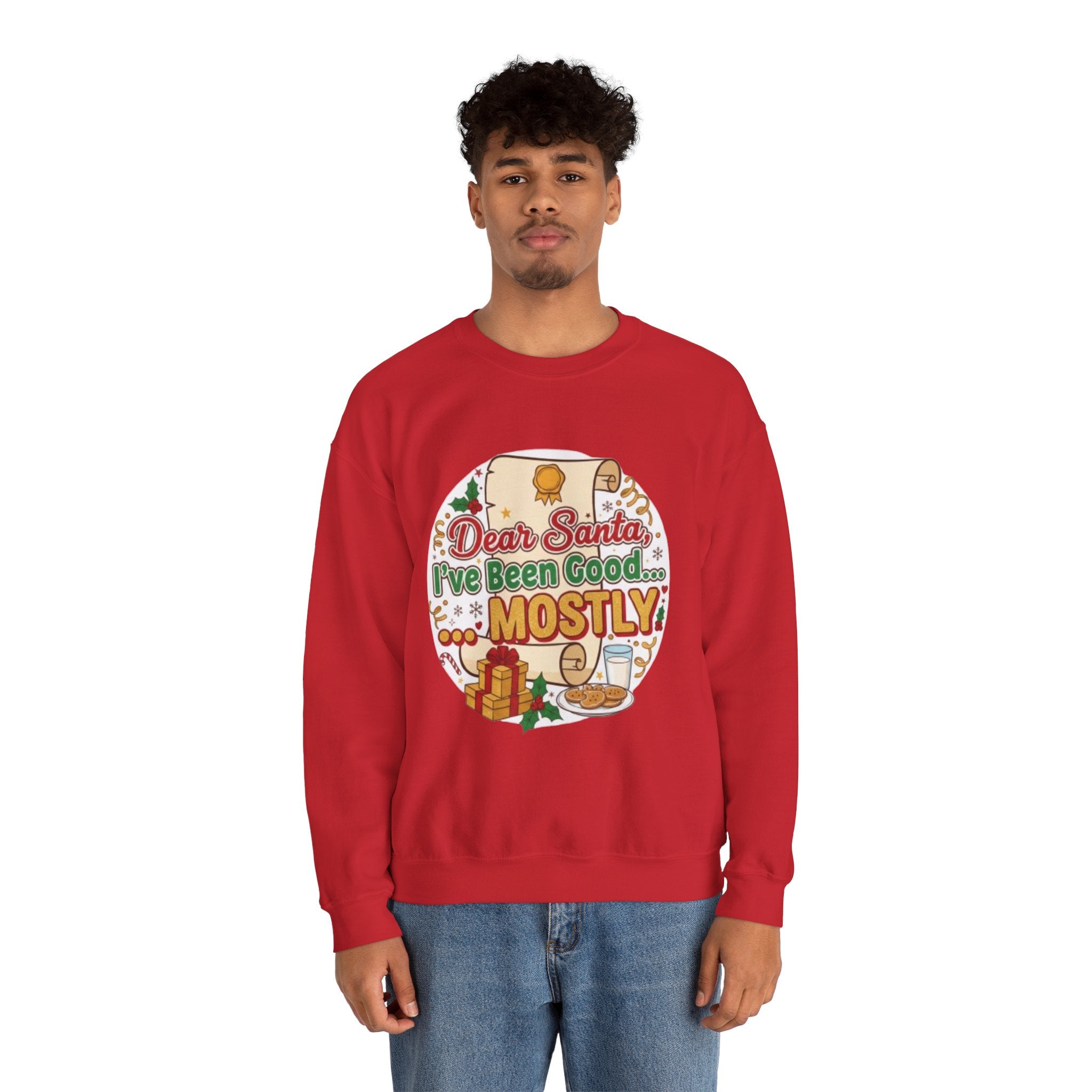 Sweatshirt — "Dear Santa, I've Been Good... Mostly" Funny Christmas Crewneck