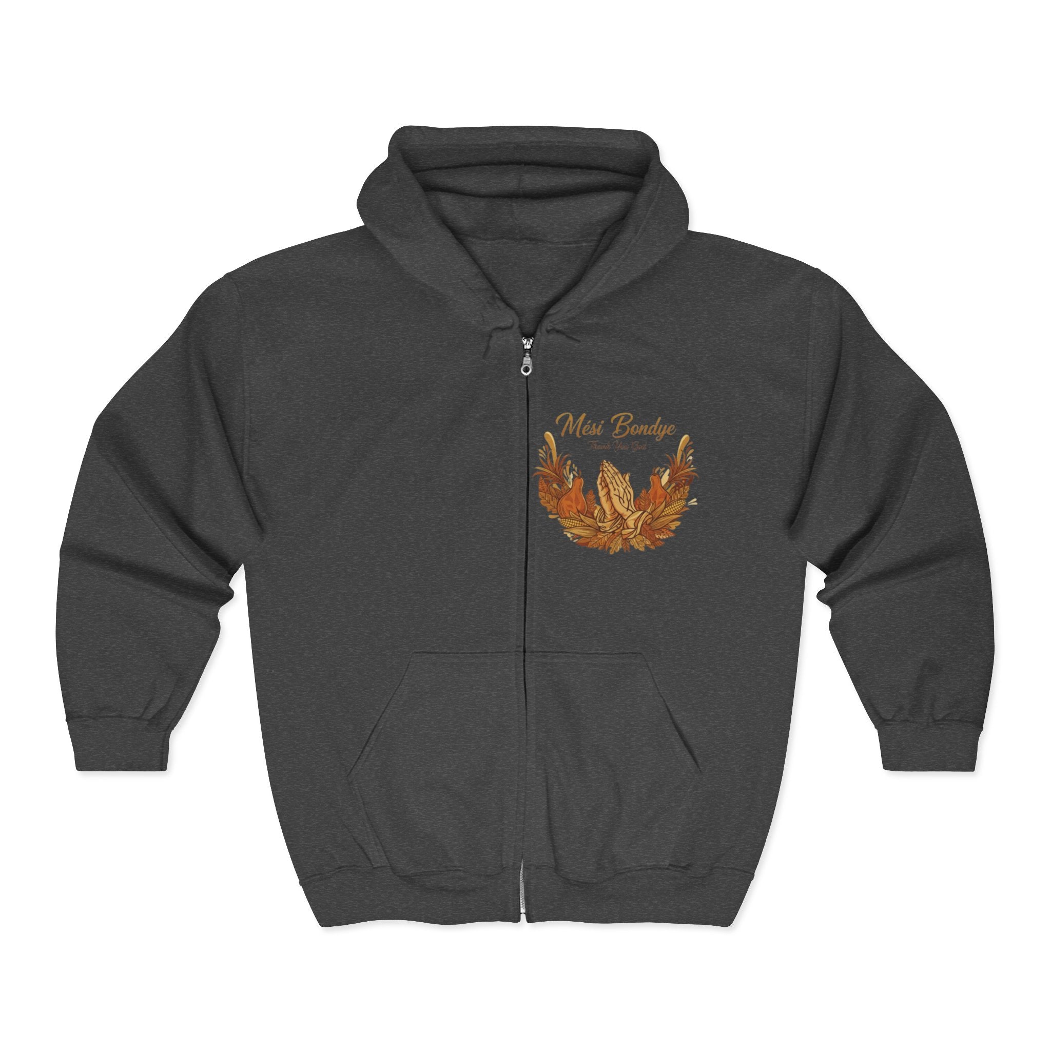 Fall Leaves Full-Zip Hoodie - 'Mèsi Bondye' Autumn Leaf Design