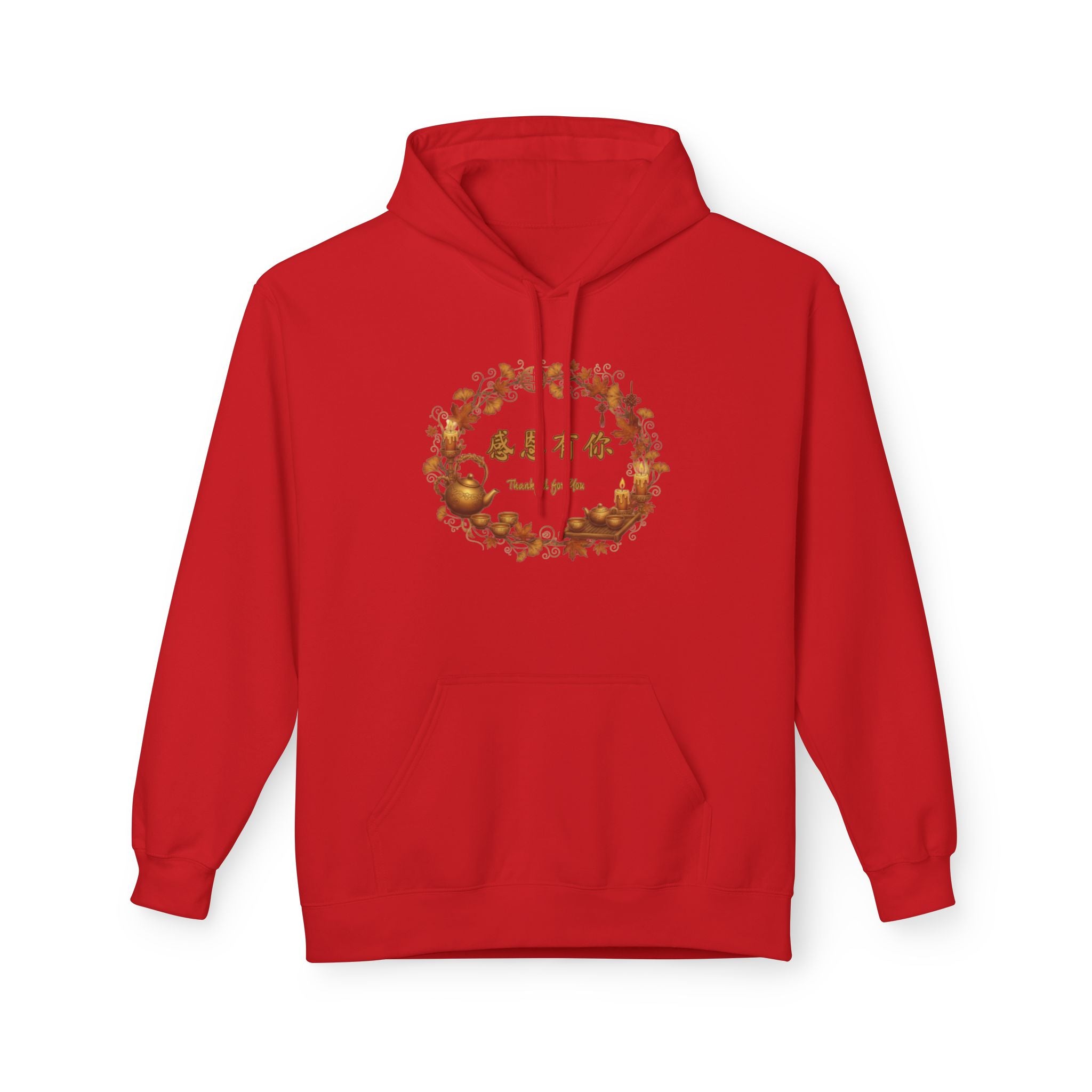 Autumn Blessings Hoodie — Fall Leaf Wreath with 'give thanks' Design