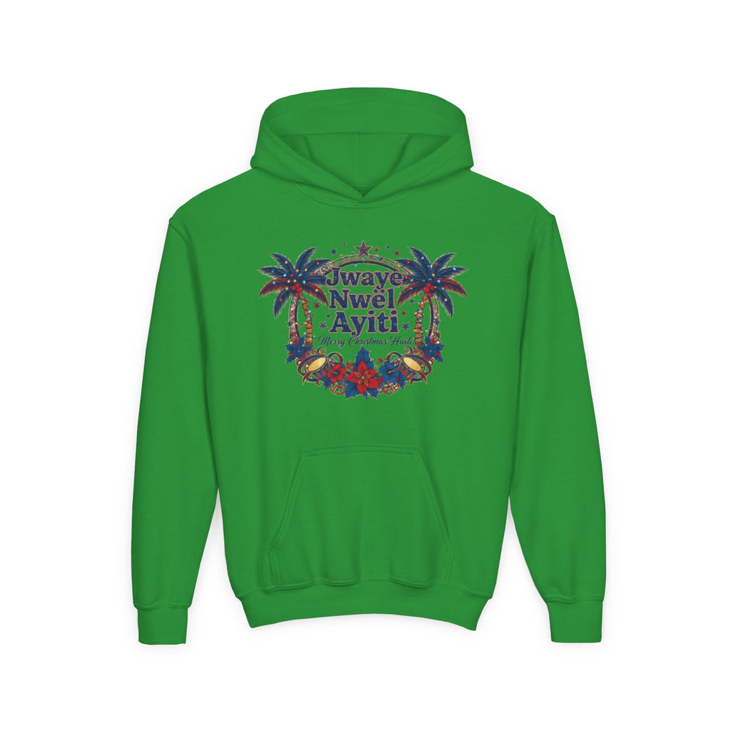 Youth Hoodie — ‘Always Niwel Ayiti’ Haitian Pride Tropical Design