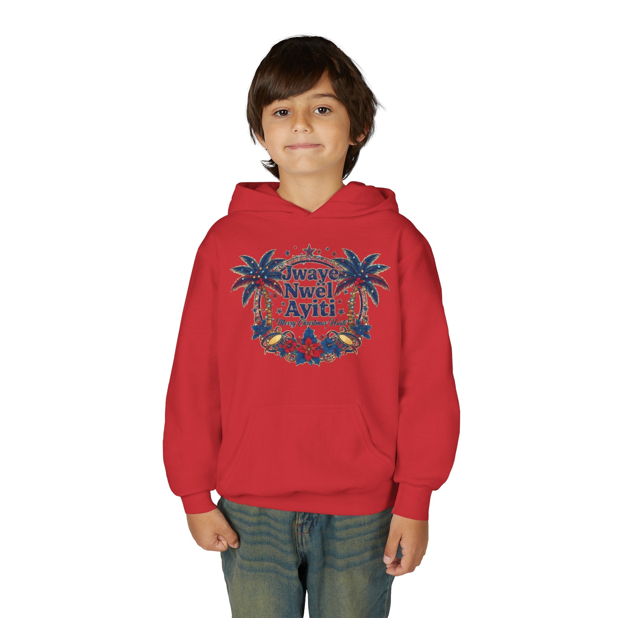 Youth Hoodie — ‘Always Niwel Ayiti’ Haitian Pride Tropical Design