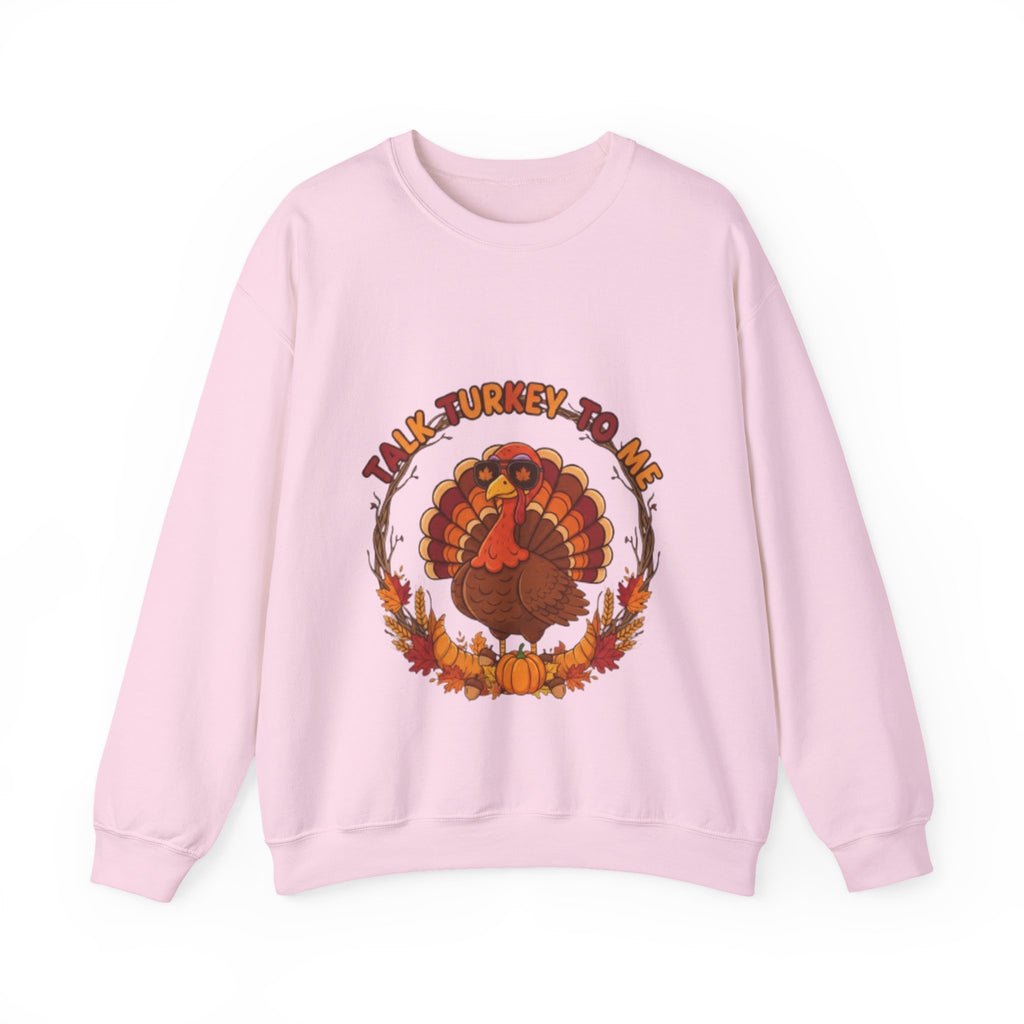 Thanksgiving Turkey Crewneck Sweatshirt - "Talk Turkey To Me" Fall Graphic
