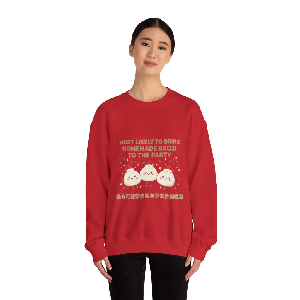 Baozi Crewneck Sweatshirt — "Most Likely to Bring Homemade Baozi to the Party" Cute Foodie Pullover