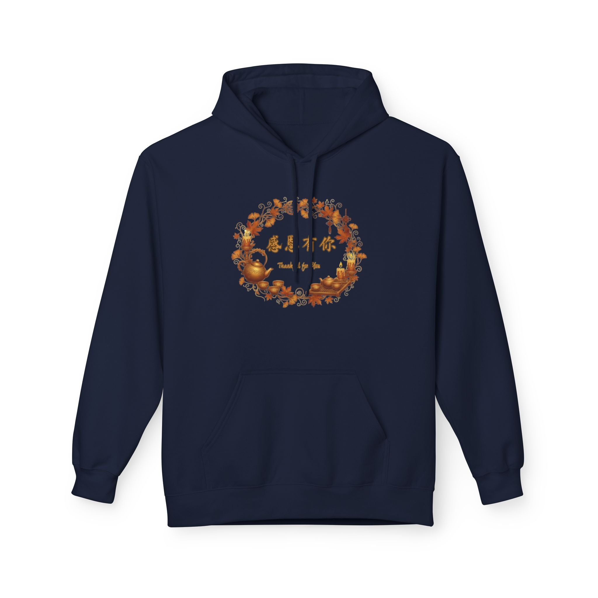 Autumn Blessings Hoodie — Fall Leaf Wreath with 'give thanks' Design