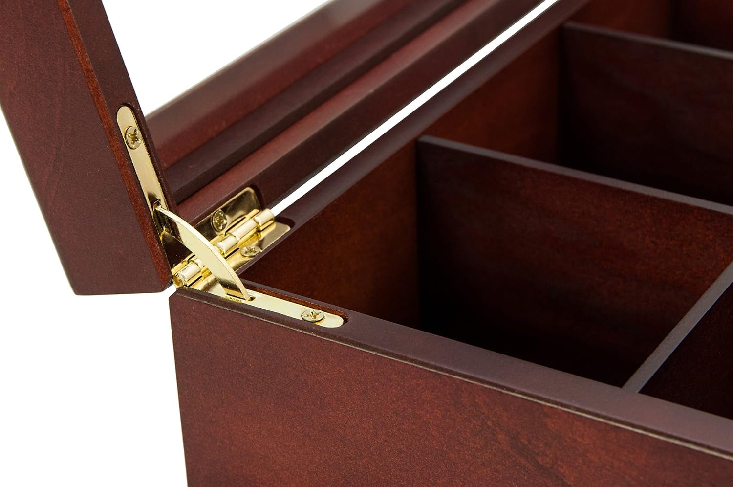 Wooden Tea Box Storage Chest, 8 Compartments W/Glass Window (Cherrywood)