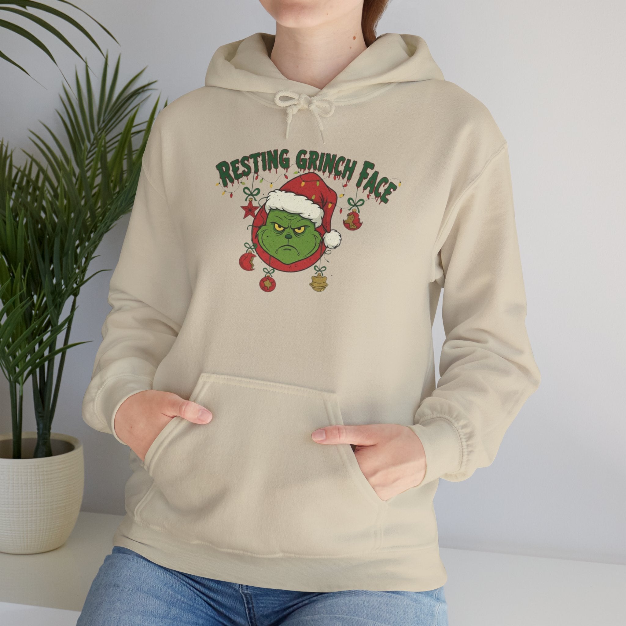Grinch Face Christmas Hoodie – "Resting Grinch Face" Holiday Sweatshirt