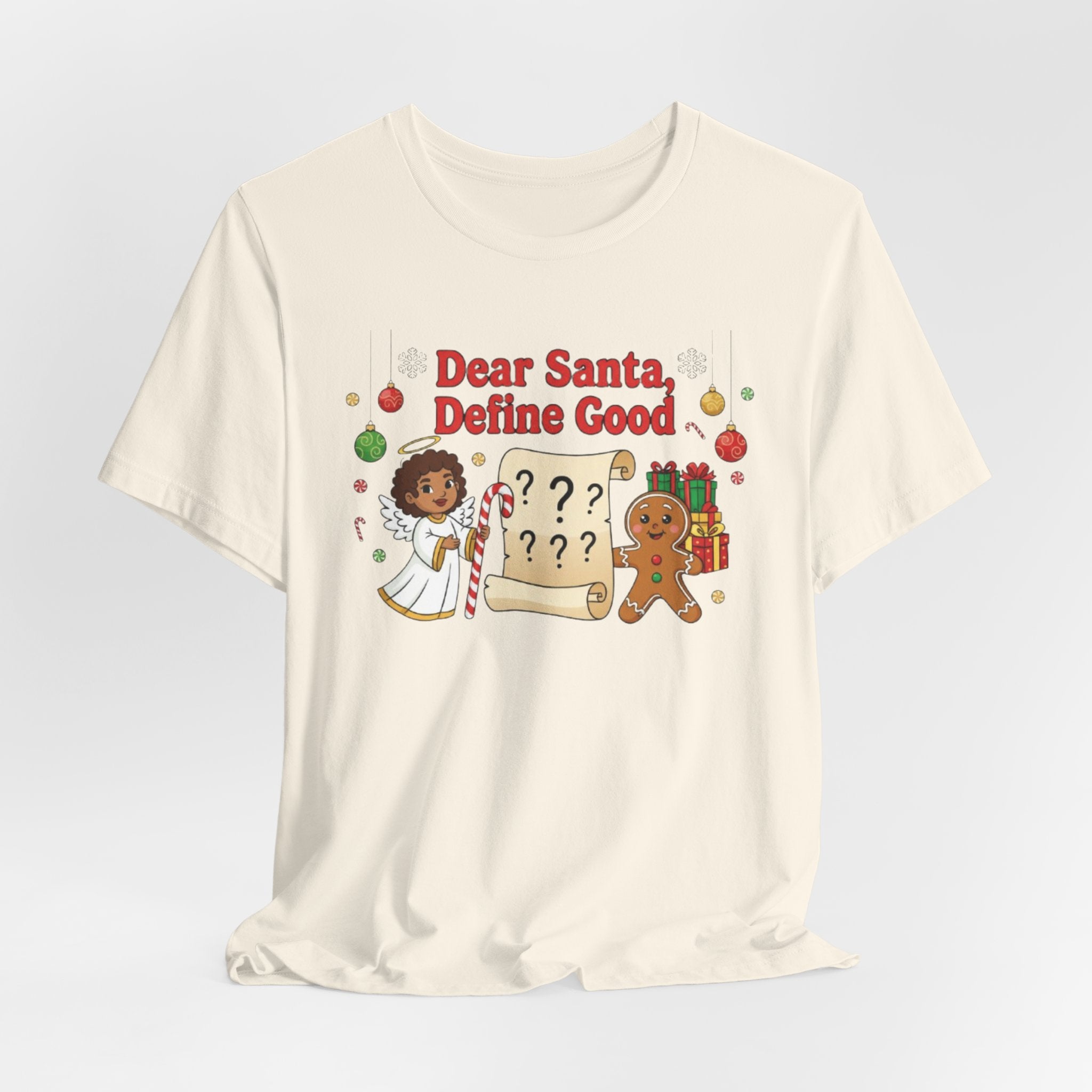Dear Santa Define Good Christmas Tee — Cute Kids Holiday Shirt with Gingerbread & List