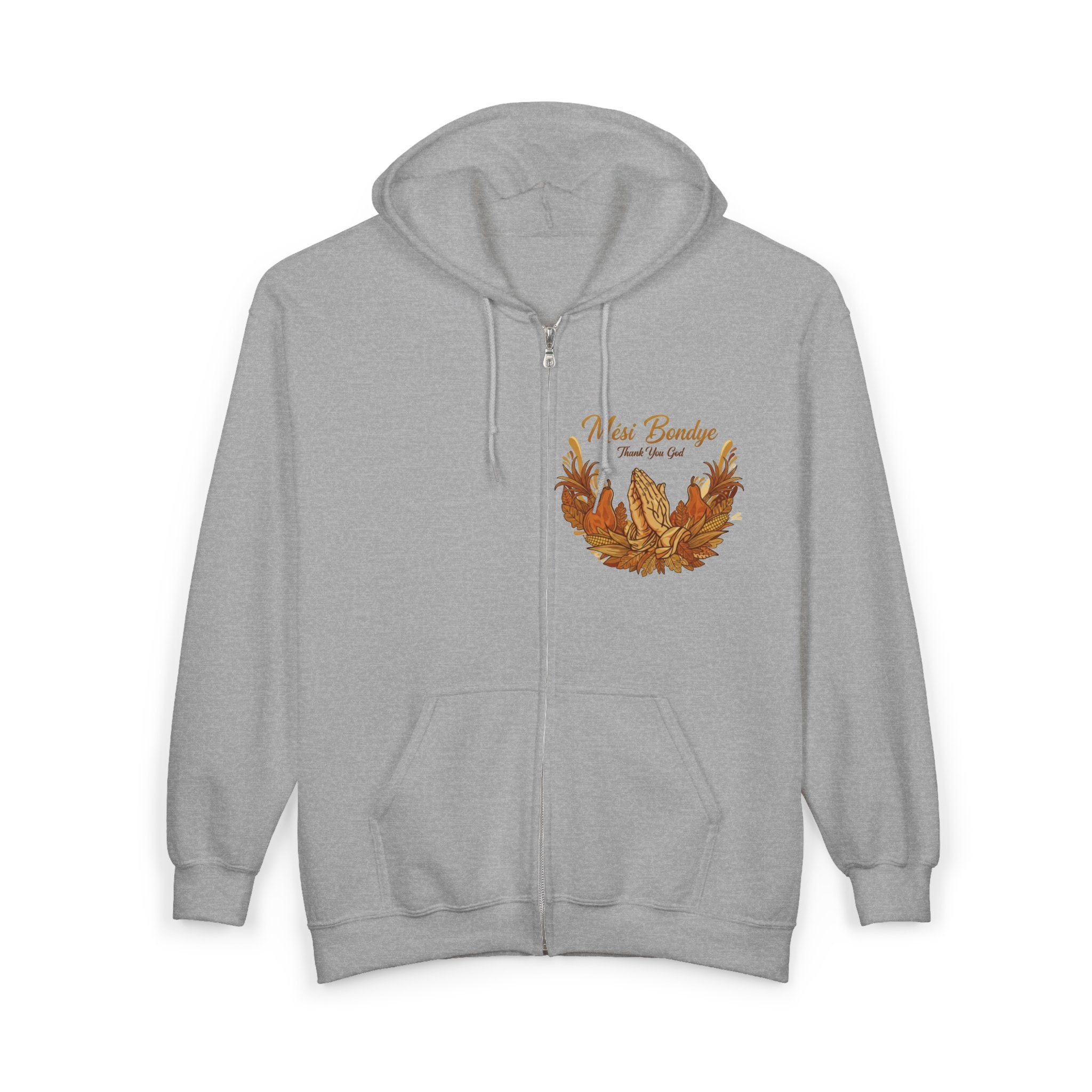 Fall Leaves Full-Zip Hoodie - 'Mèsi Bondye' Autumn Leaf Design
