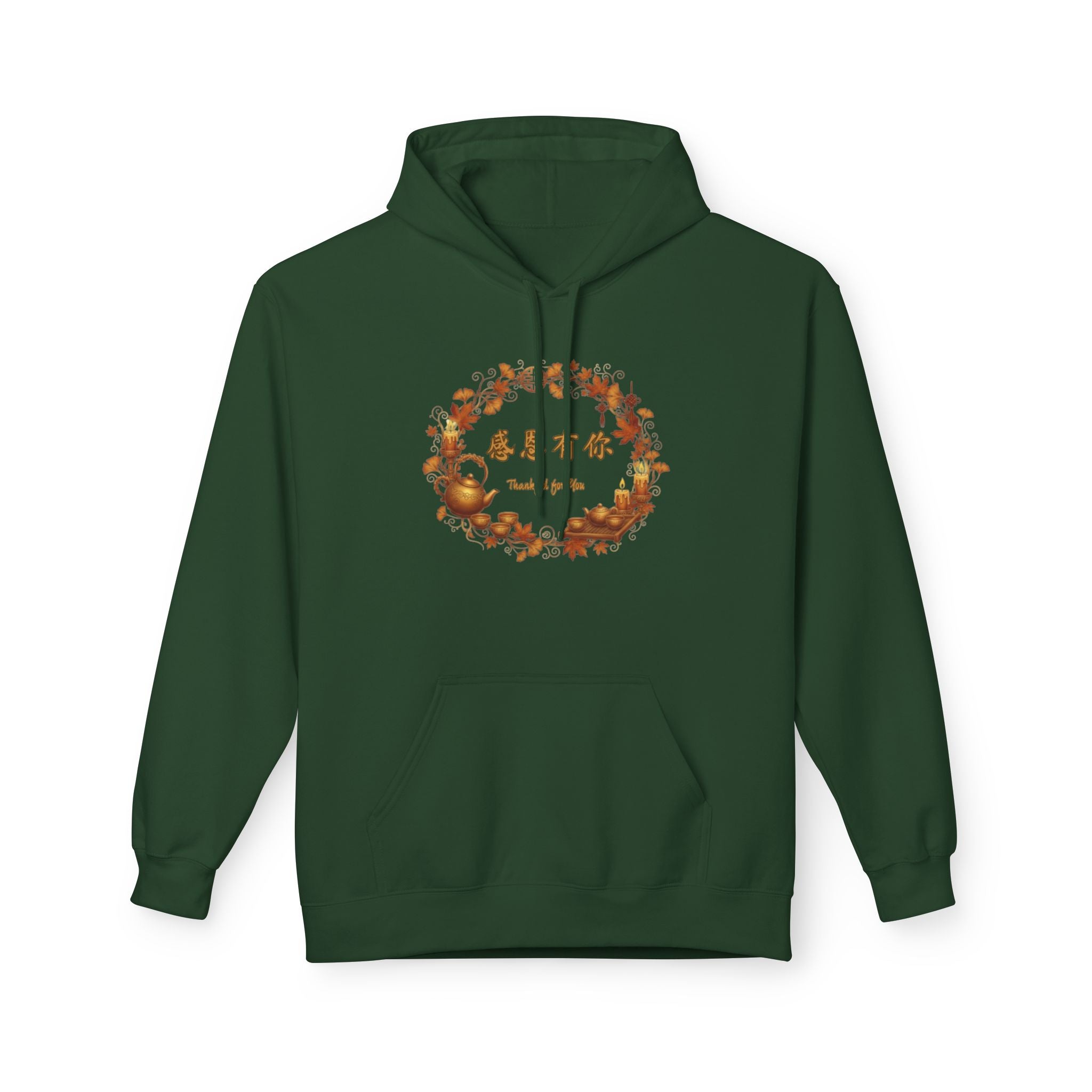 Autumn Blessings Hoodie — Fall Leaf Wreath with 'give thanks' Design