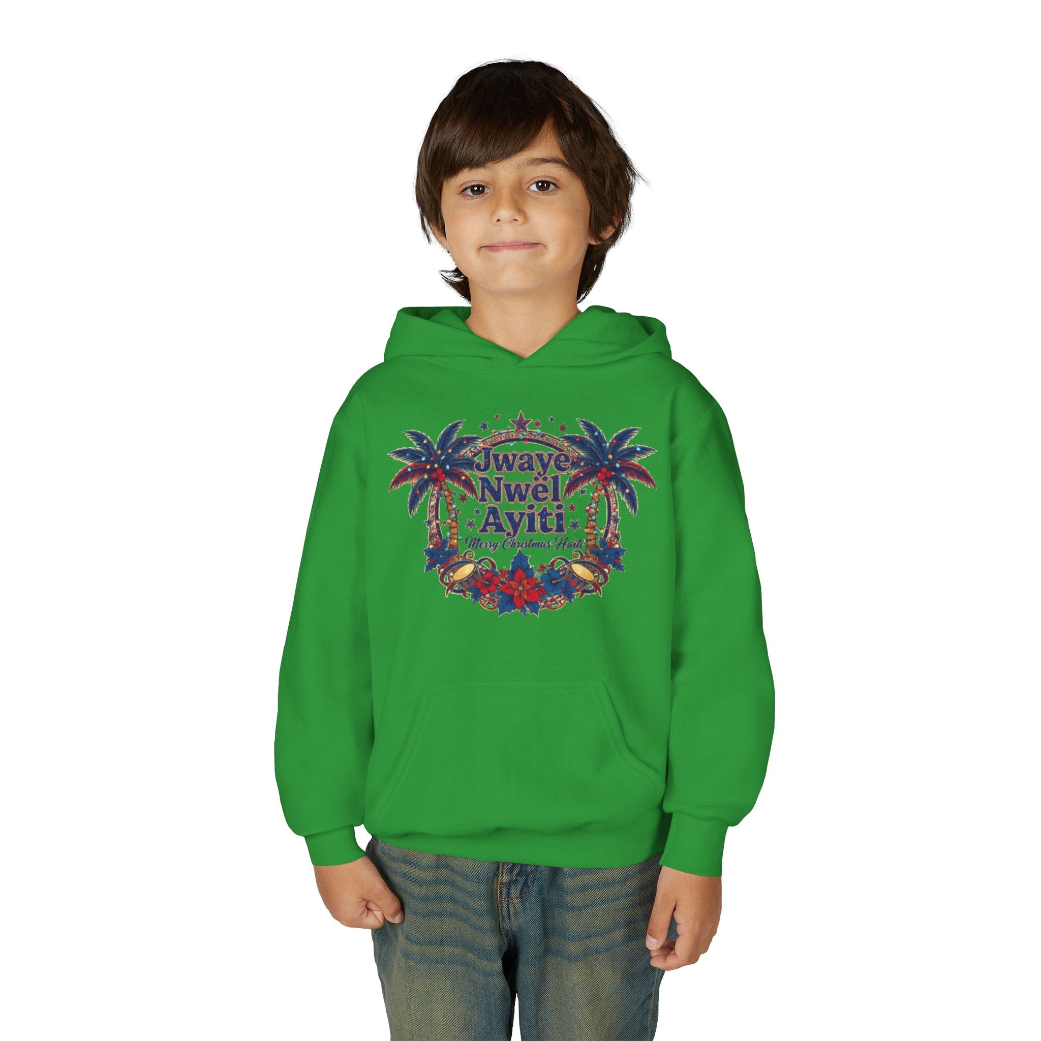 Youth Hoodie — ‘Always Niwel Ayiti’ Haitian Pride Tropical Design