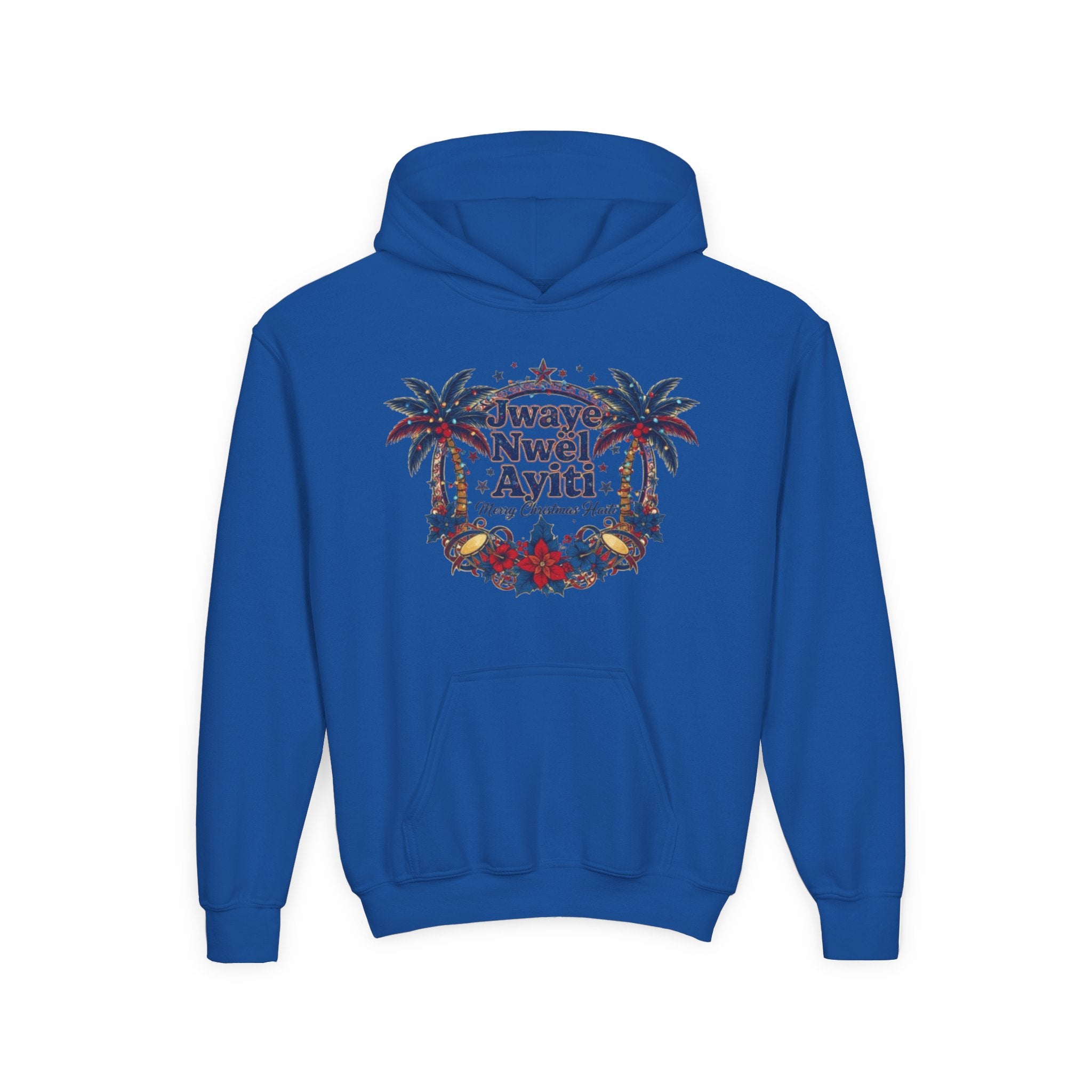 Youth Hoodie — ‘Always Niwel Ayiti’ Haitian Pride Tropical Design
