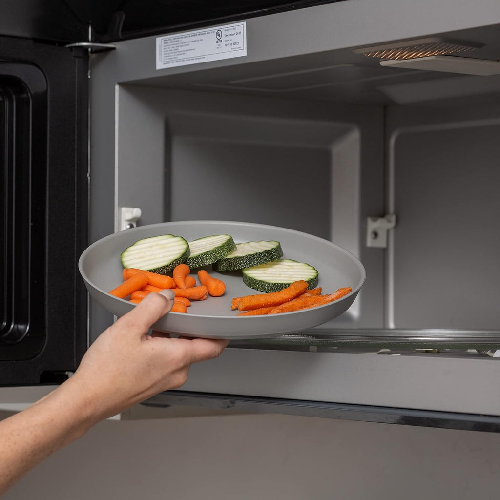 Premium Wheat Straw Plates and Bowls Sets - 8-Piece Wheat Straw Dinnerware Sets - Unbreakable & Reusable Microwave Safe Plastic Dinner Plates for Outdoors, RV, Camping Dishes - Feather