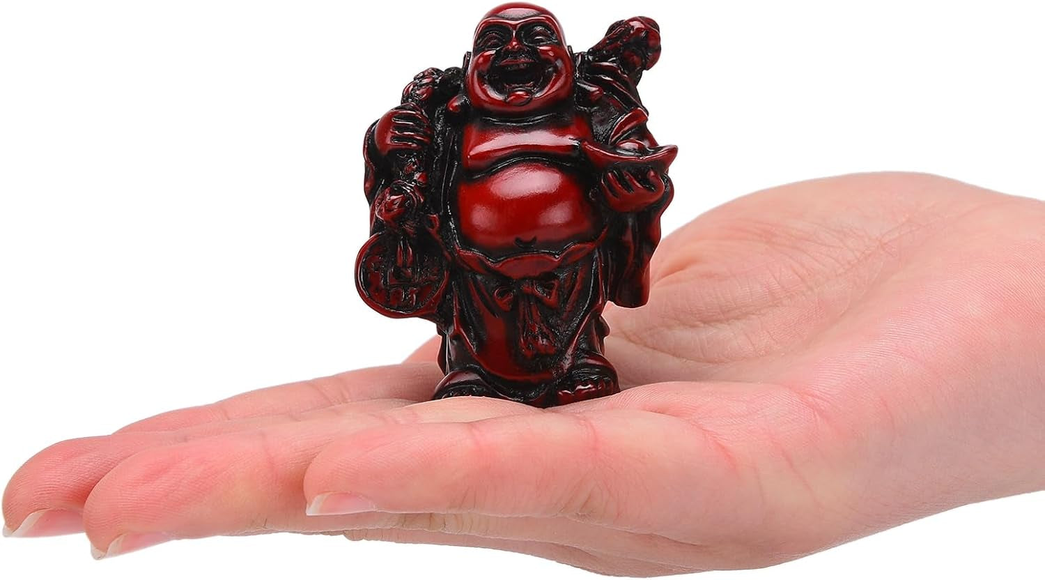 BRABUD 2.5'' Red Resin Laughing Buddha Figurines Good Gift and Collection Set of 6 (Big Red)