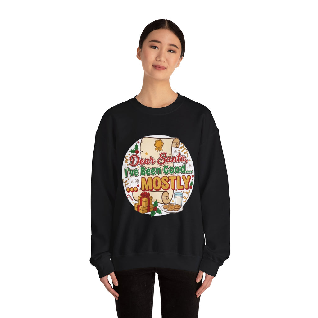 Sweatshirt — "Dear Santa, I've Been Good... Mostly" Funny Christmas Crewneck