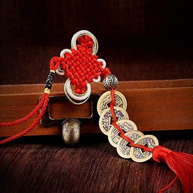 Feng Shui Coins for Wealth and Success with Chinese Knot Lucky Coins Five Emperor Money(5Coins)