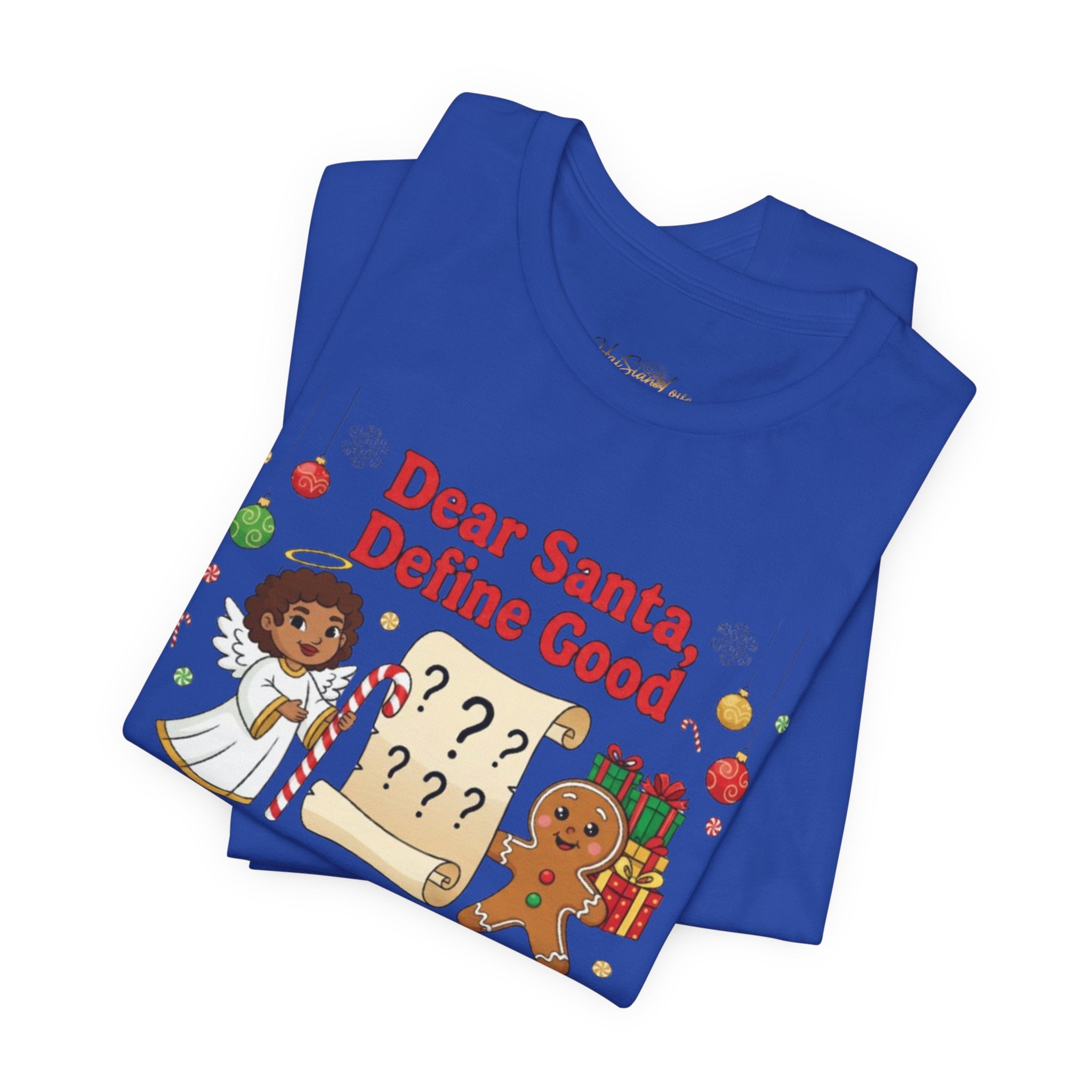 Dear Santa Define Good Christmas Tee — Cute Kids Holiday Shirt with Gingerbread & List