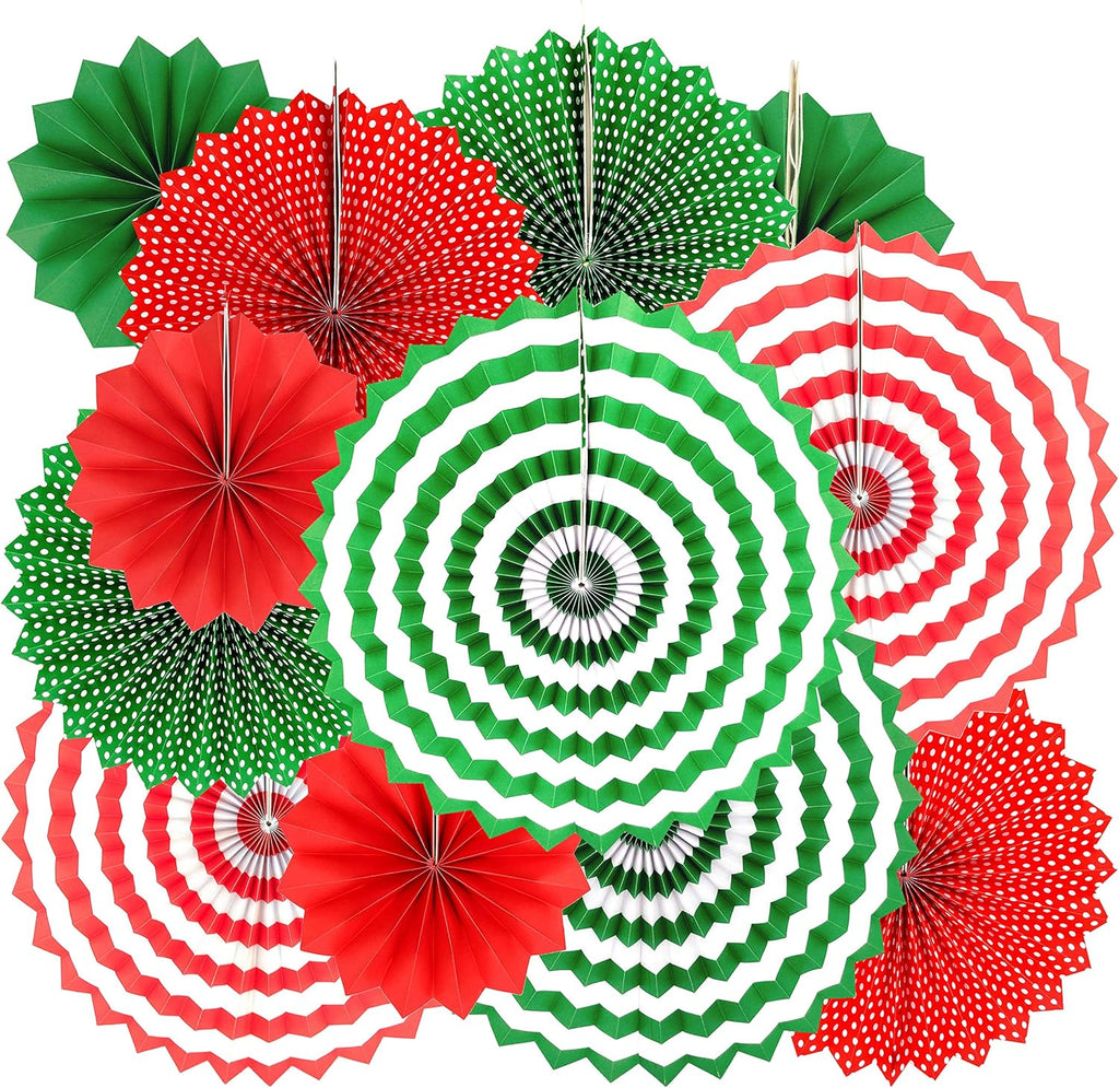 Merry Christmas Party Hanging Decorations - Xmas Santa Party Wedding Party Ceiling Hangings Photo Booth Backdrops Decorations, 12Pc