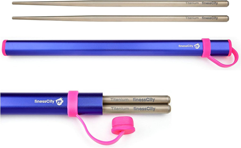 Chopsticks, 1 Pair of Chopstick, Titanium Chopsticks with Aluminium Case (Purple)
