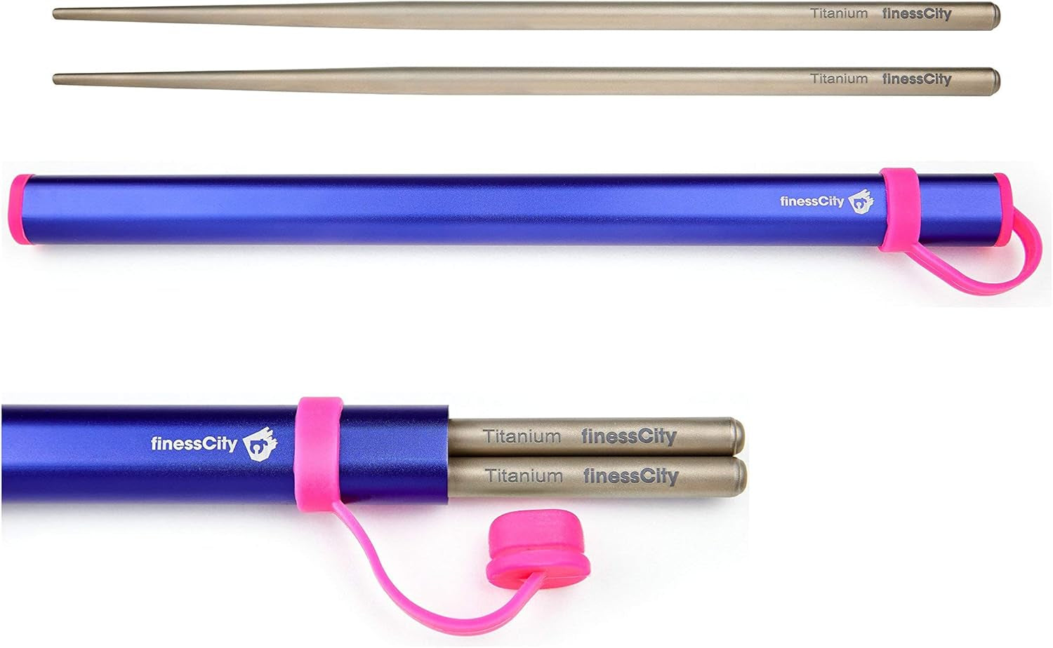 Chopsticks, 1 Pair of Chopstick, Titanium Chopsticks with Aluminium Case (Purple)