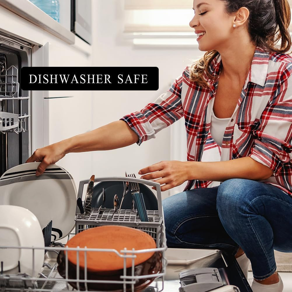 5-Pair Bamboo Chopsticks Reusable Classic Japanese Chop Sticks Gift Set, Dishwasher Safe, Hand-Carved 8.8 Inch/22.5Cm (Blue round Chopsticks with Box)