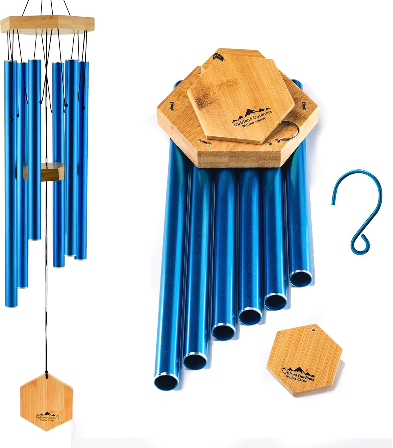 Wind Chimes for Outside, Gift for Mom, Deep Tone, Sympathy Gifts for Loss of Loved One, Patio Decoration, Memorial Windchimes, 29" Blue