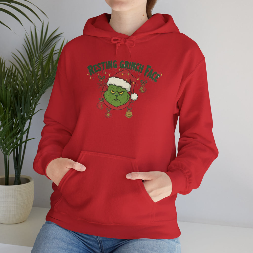 Grinch Face Christmas Hoodie – "Resting Grinch Face" Holiday Sweatshirt