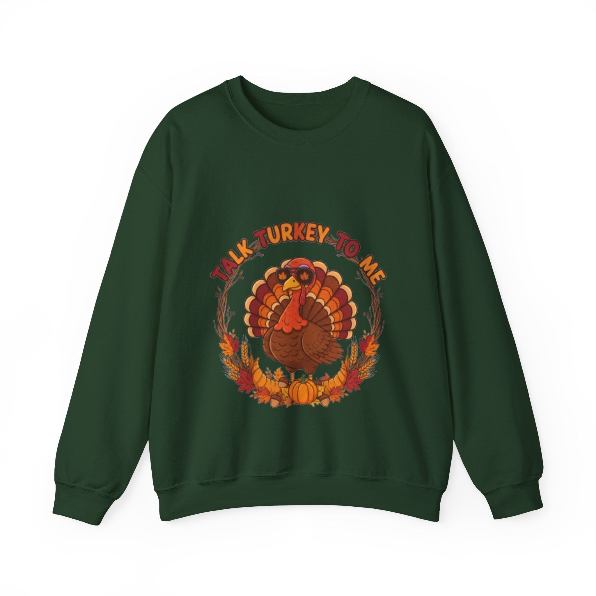 Thanksgiving Turkey Crewneck Sweatshirt - "Talk Turkey To Me" Fall Graphic