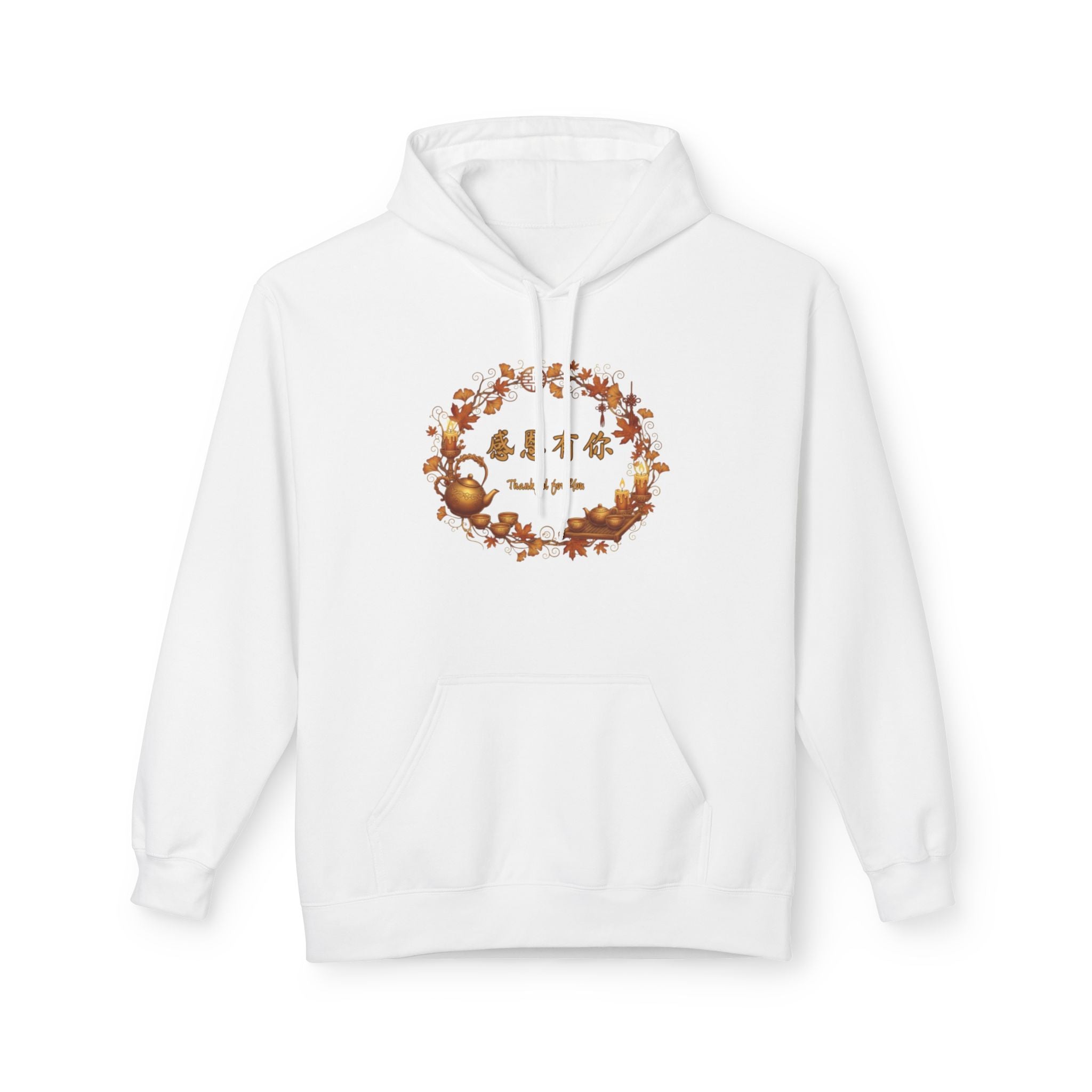 Autumn Blessings Hoodie — Fall Leaf Wreath with 'give thanks' Design