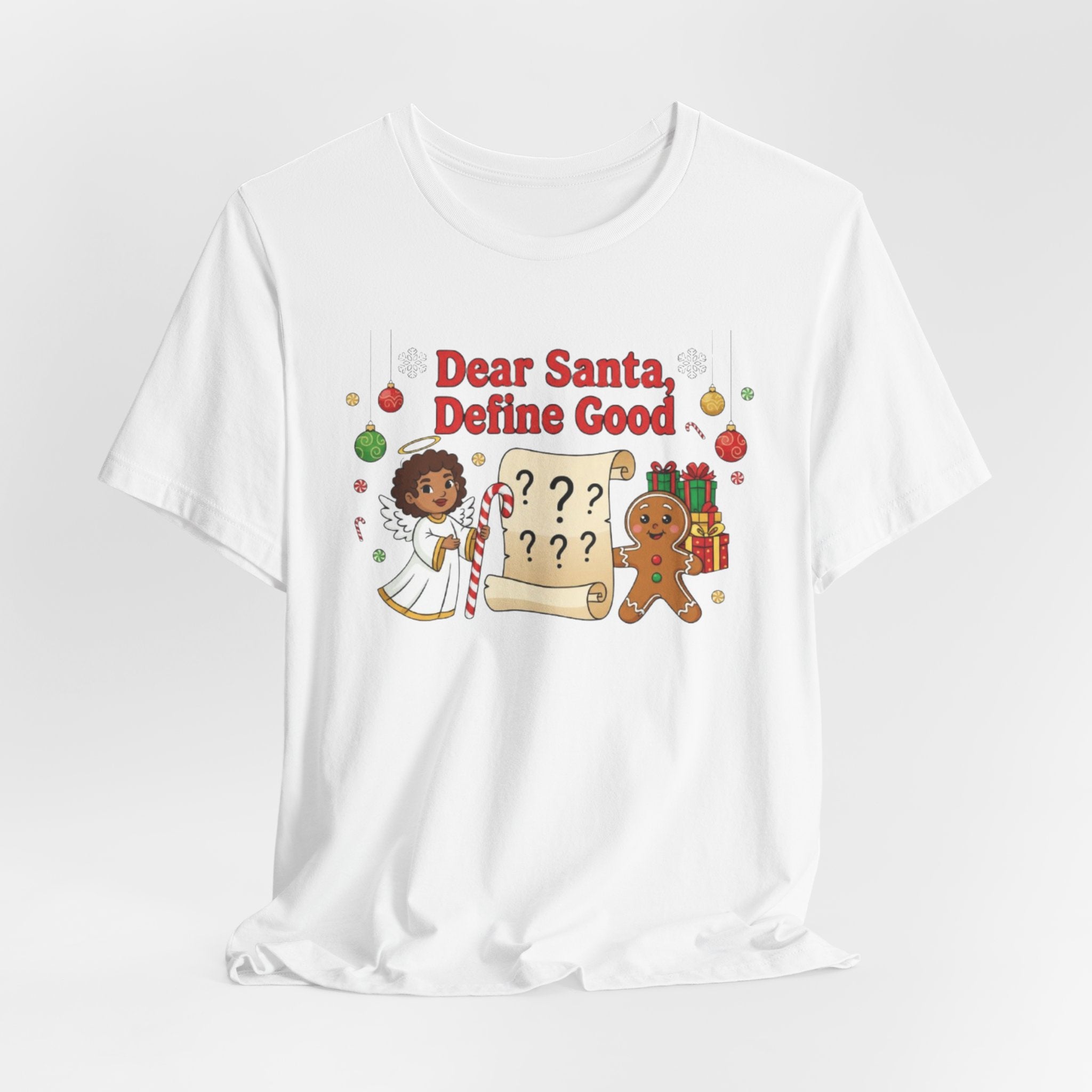 Dear Santa Define Good Christmas Tee — Cute Kids Holiday Shirt with Gingerbread & List