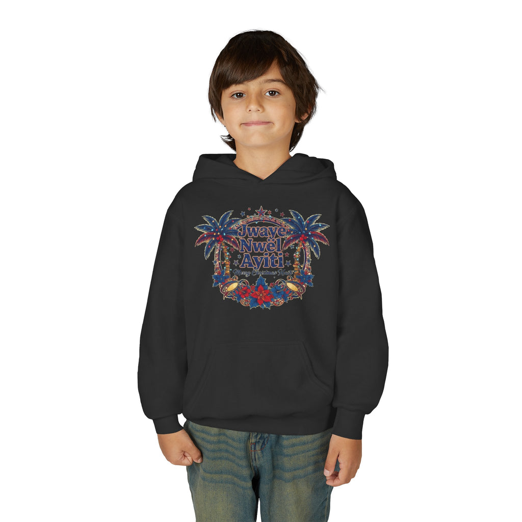 Youth Hoodie — ‘Always Niwel Ayiti’ Haitian Pride Tropical Design
