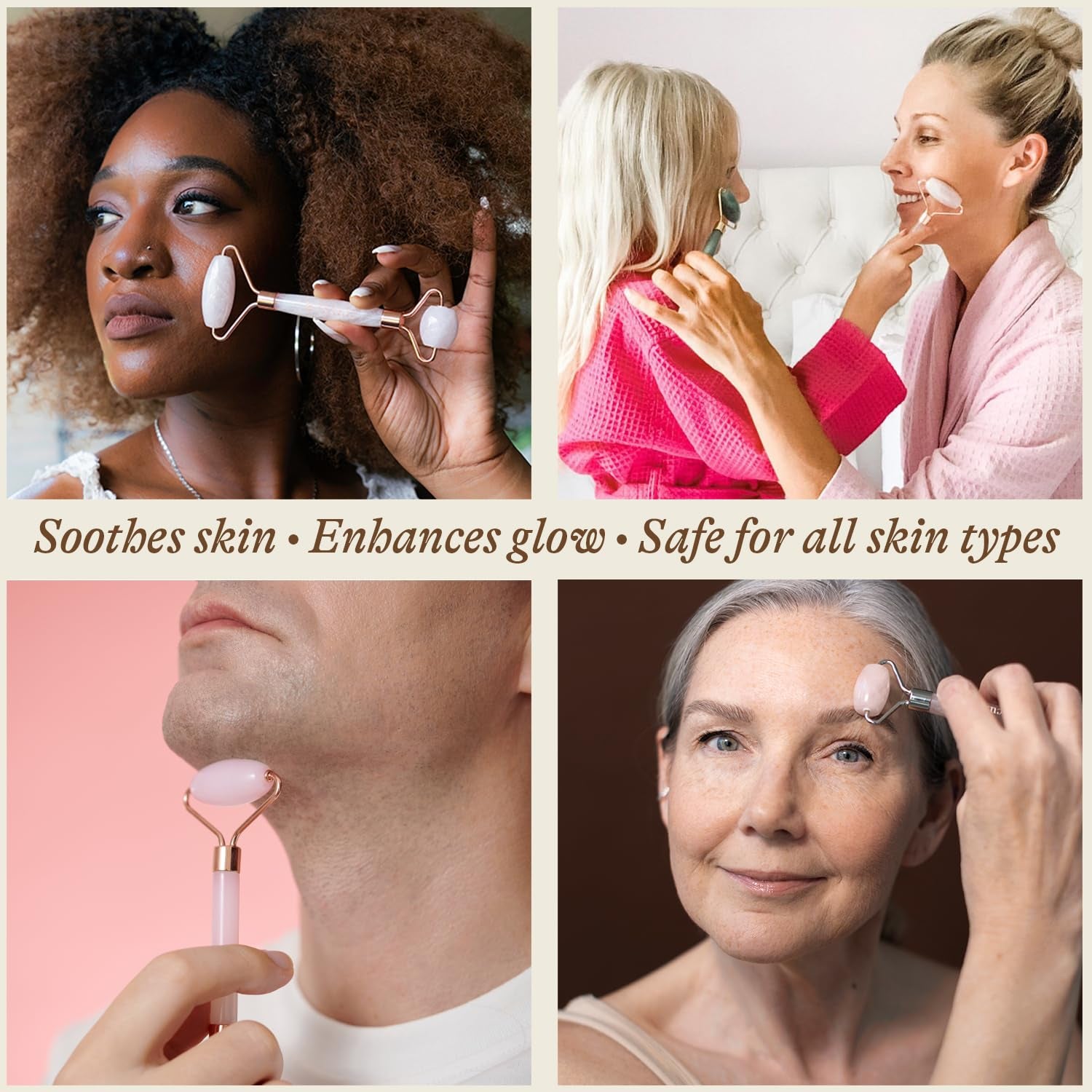 Rose Quartz Face Roller - Relaxation Gifts for Women, Stocking Stuffers for Teenage Girls & Her, Massager Skin Care Tools for Fine Lines and Wrinkles, Beauty Gift Ideas, Self Care Facial Tool