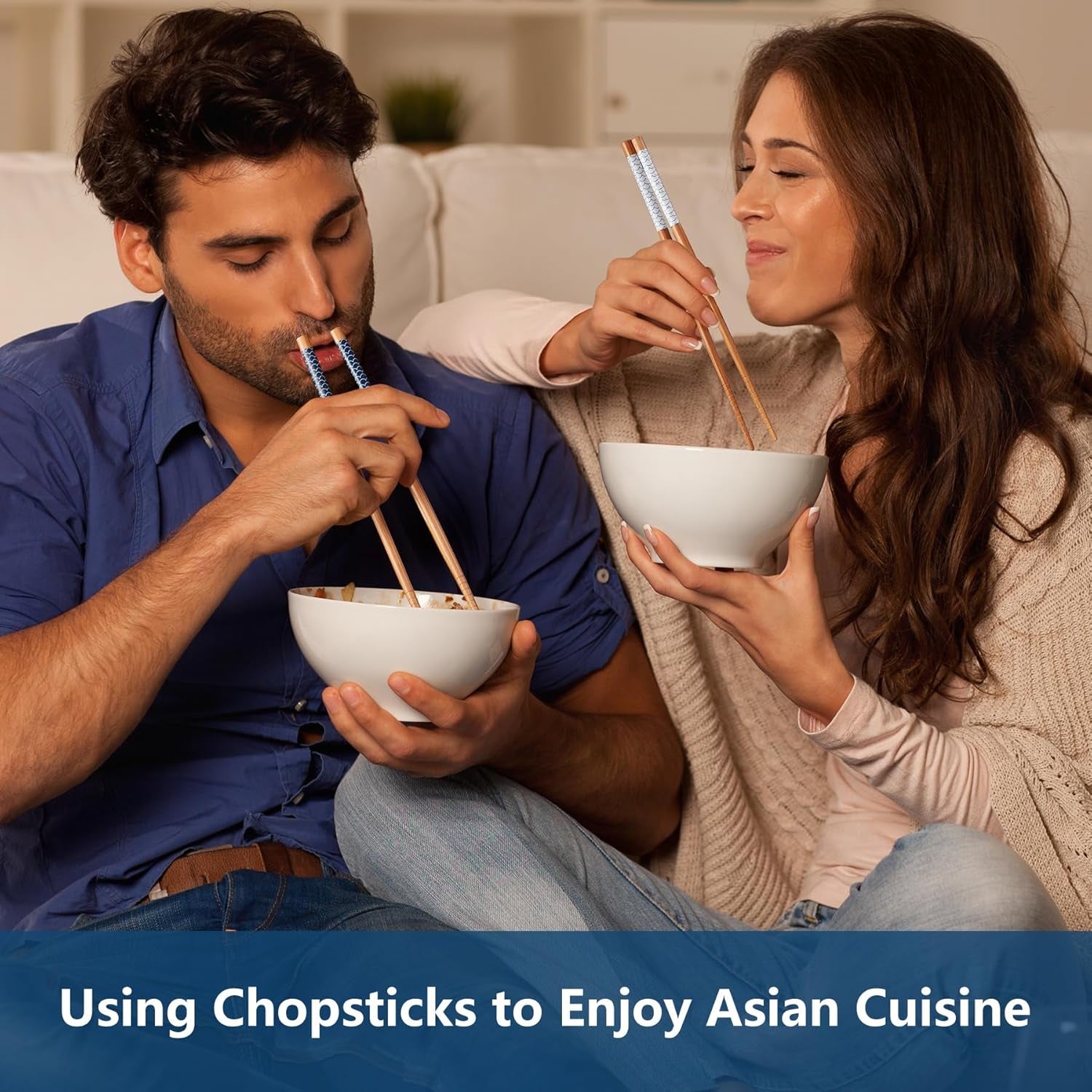 5 Pairs Bamboo Chopsticks Reusable Chop Sticks Japanese Style Bamboo Chopstick with Black Box Lightweight 8.8 Inch/22.5Cm Non-Slip Chopsticks Gift Set