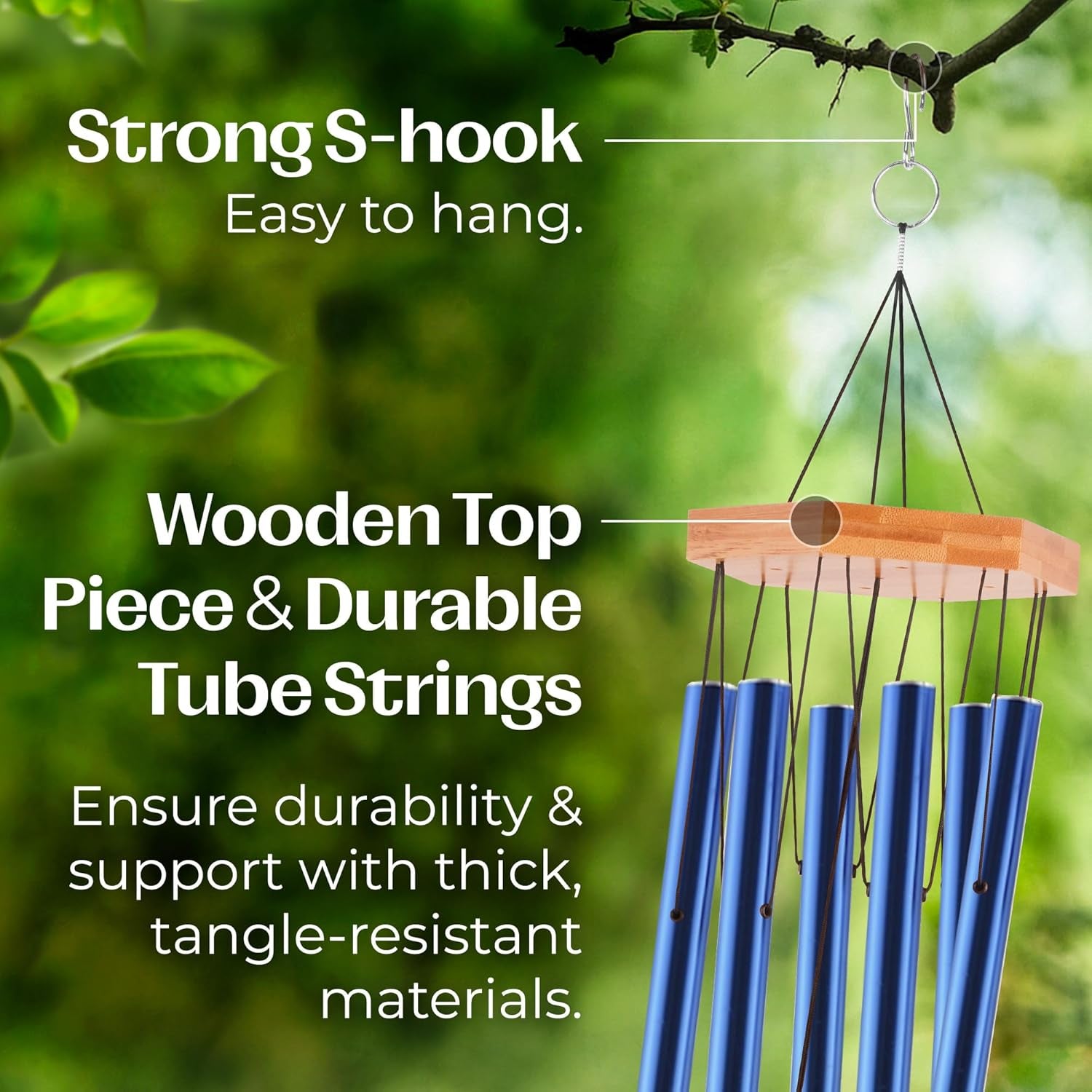 Wind Chimes for Outside, Gift for Mom, Deep Tone, Sympathy Gifts for Loss of Loved One, Patio Decoration, Memorial Windchimes, 29" Blue