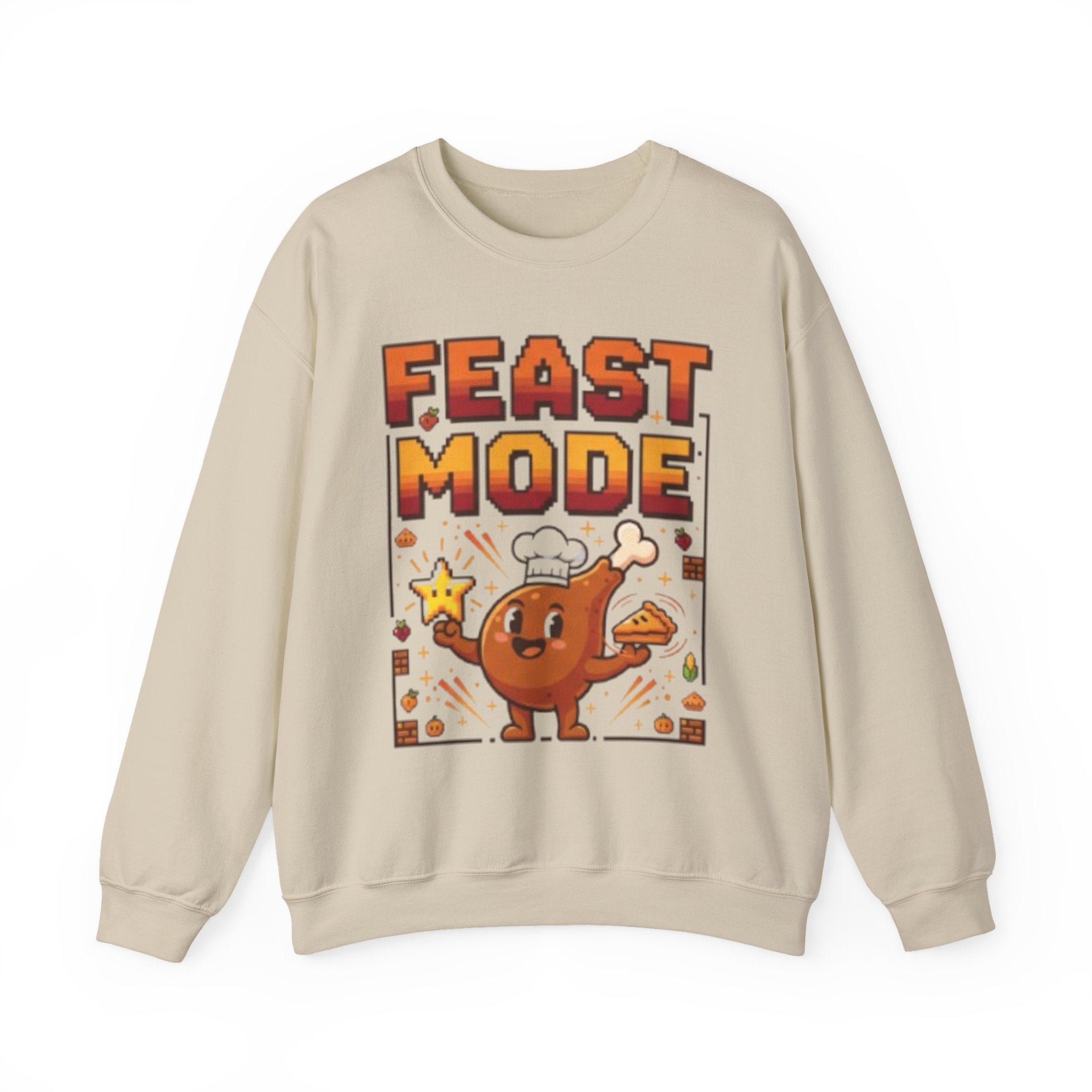Feast Mode Sweatshirt – Funny Thanksgiving Food Cartoon Crewneck