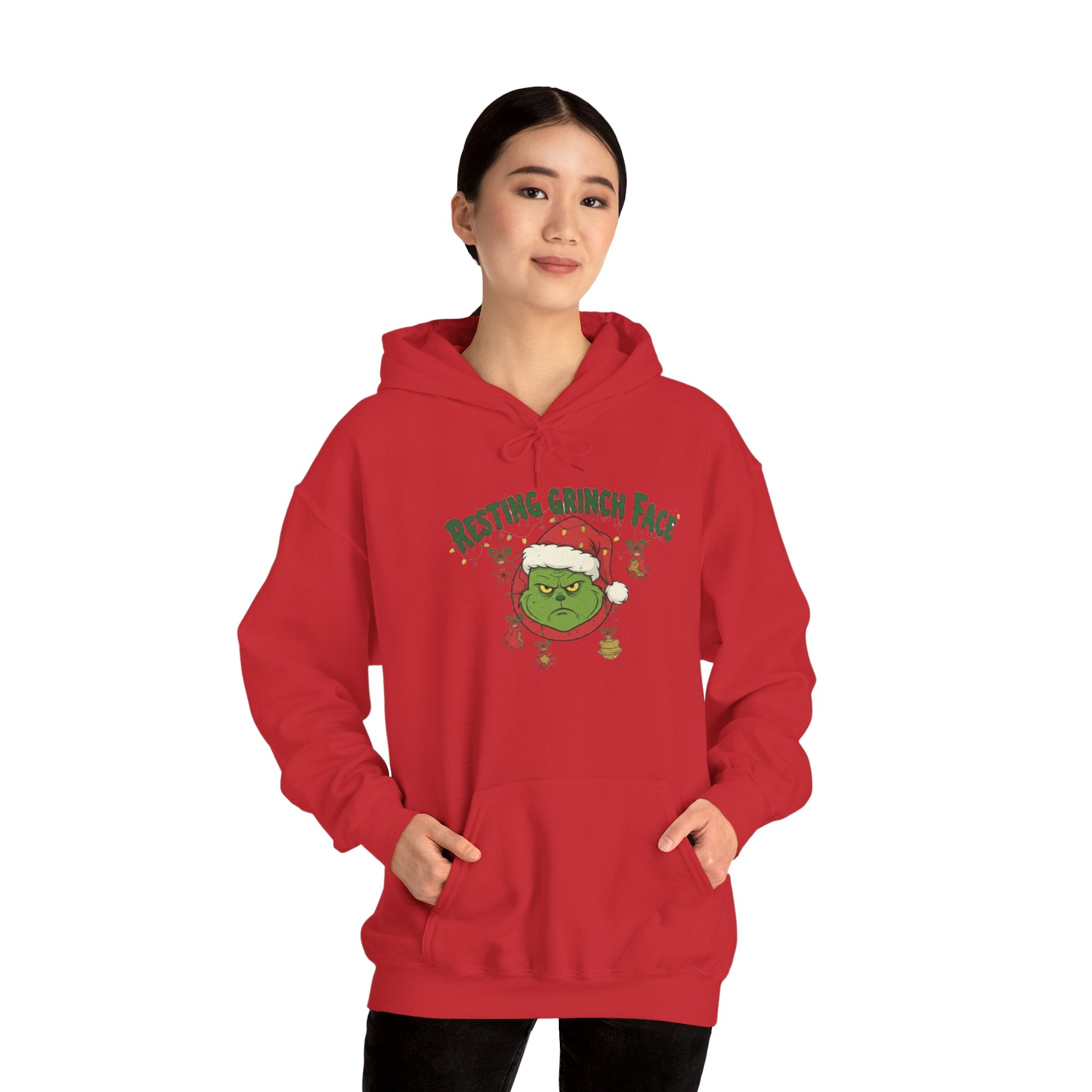 Grinch Face Christmas Hoodie – "Resting Grinch Face" Holiday Sweatshirt