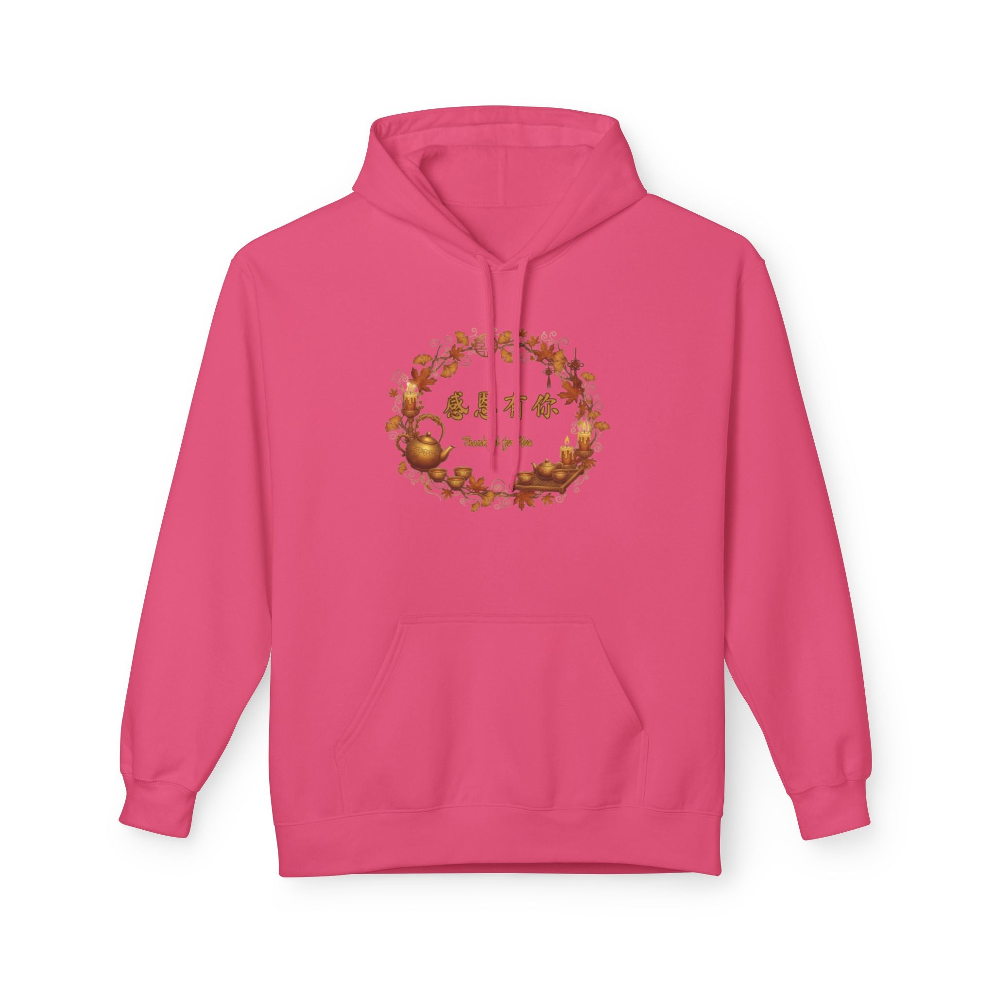 Autumn Blessings Hoodie — Fall Leaf Wreath with 'give thanks' Design