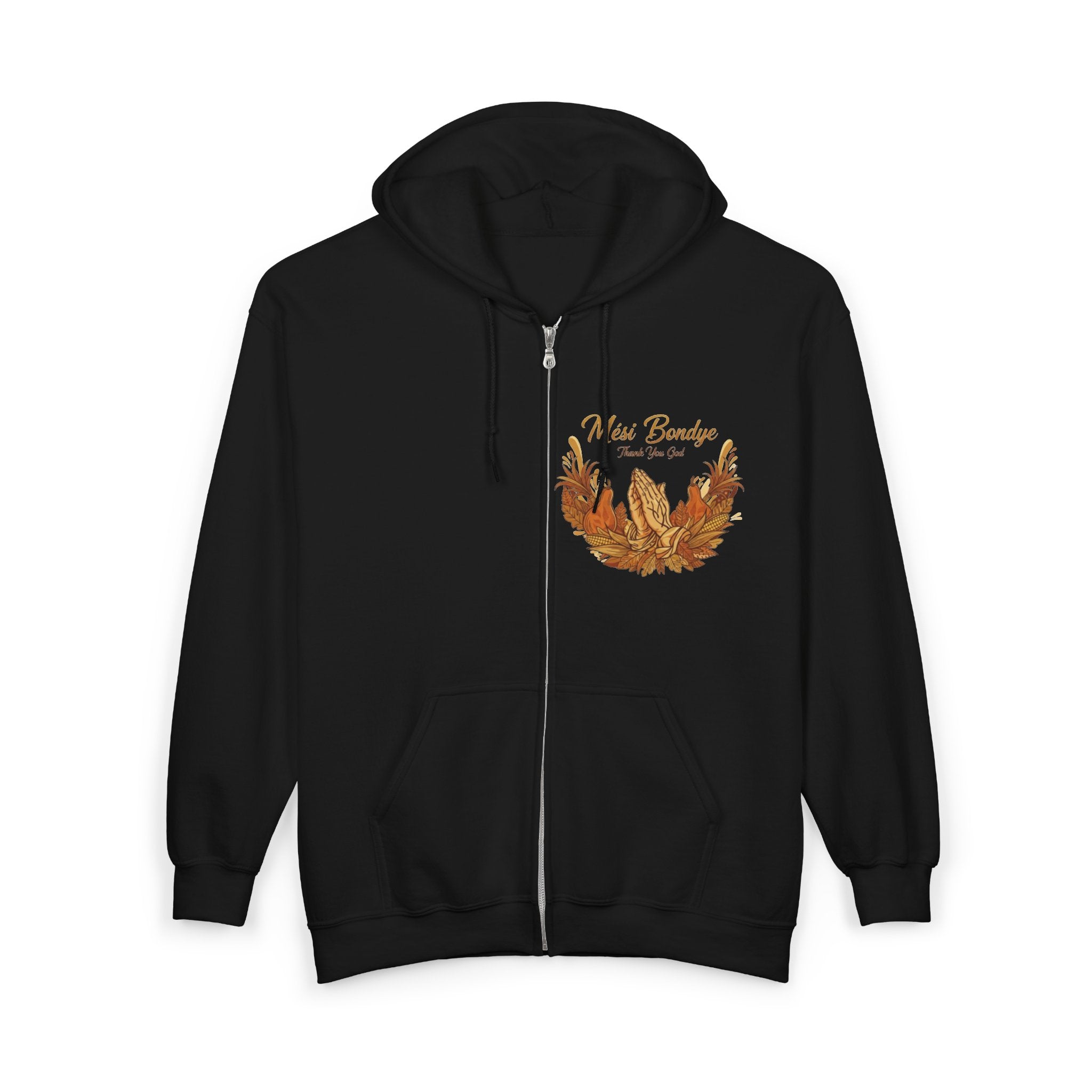 Fall Leaves Full-Zip Hoodie - 'Mèsi Bondye' Autumn Leaf Design