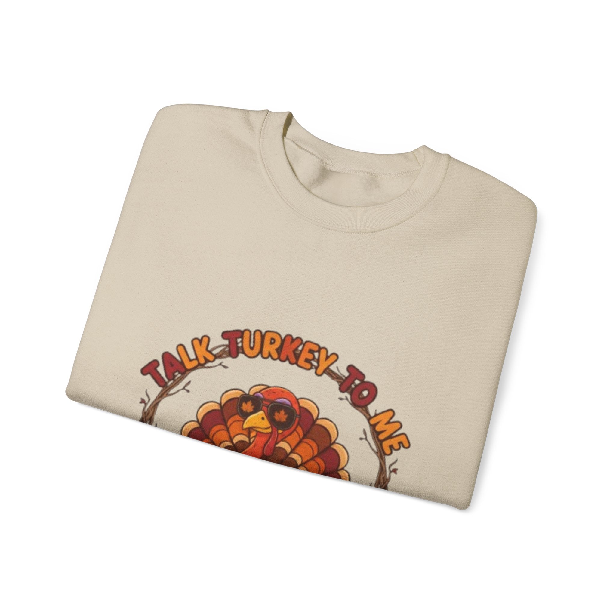 Thanksgiving Turkey Crewneck Sweatshirt - "Talk Turkey To Me" Fall Graphic