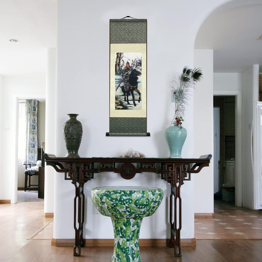 Asian Wall Decor Beautiful Silk Scroll Painting Oriental Decor Chinese Art Wall Scroll Hanging Painting Scroll (36.2 X 12 In) (C9)