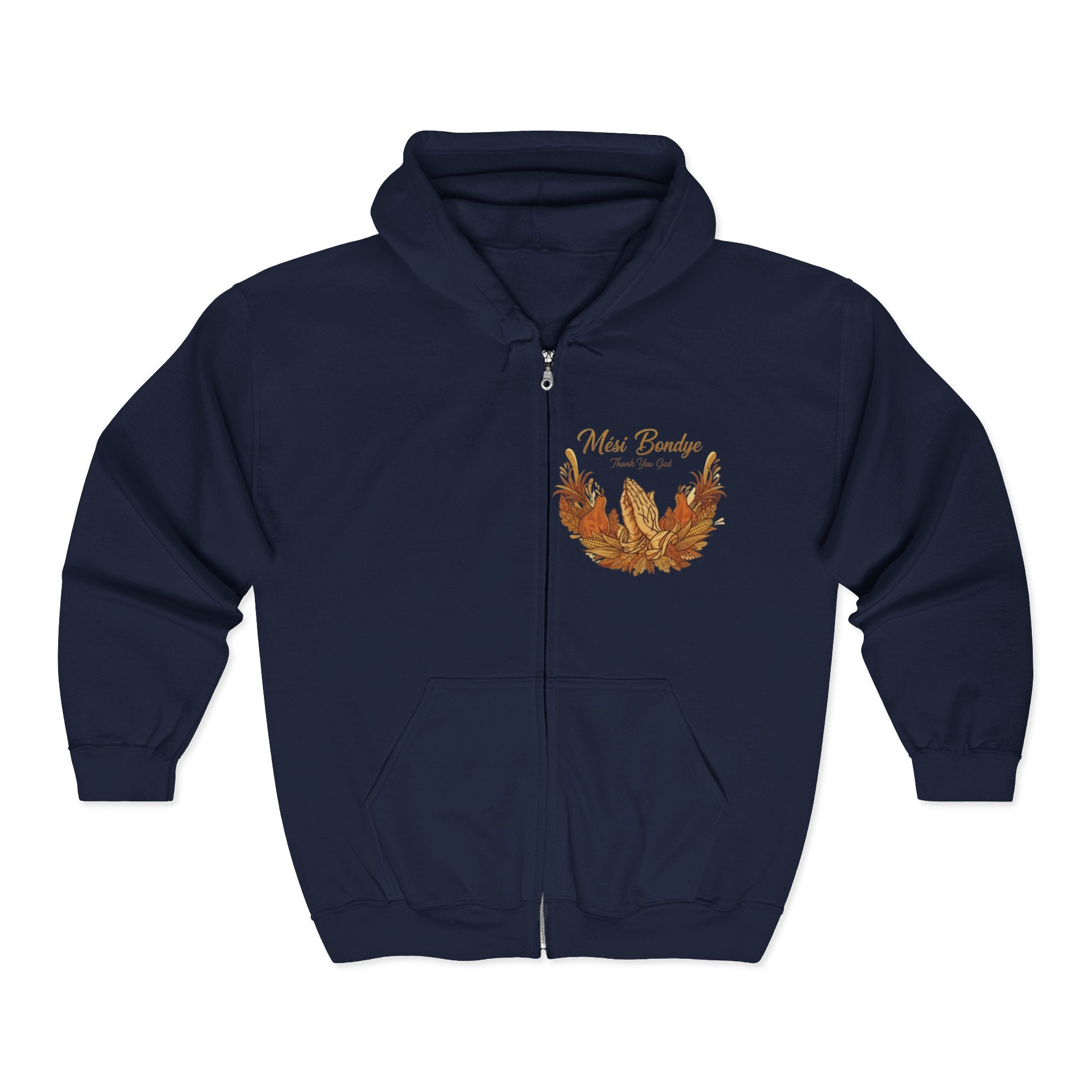 Fall Leaves Full-Zip Hoodie - 'Mèsi Bondye' Autumn Leaf Design