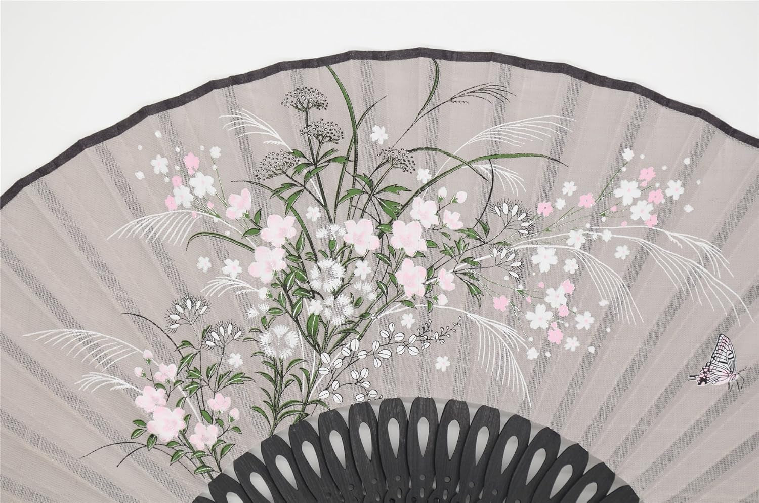 ® "Grassflowers 8.27"(21Cm) Hand Held Folding Fans - with a Fabric Sleeve for Protection for Gifts - Chinese/Japanese Vintage Retro Style (Gray)